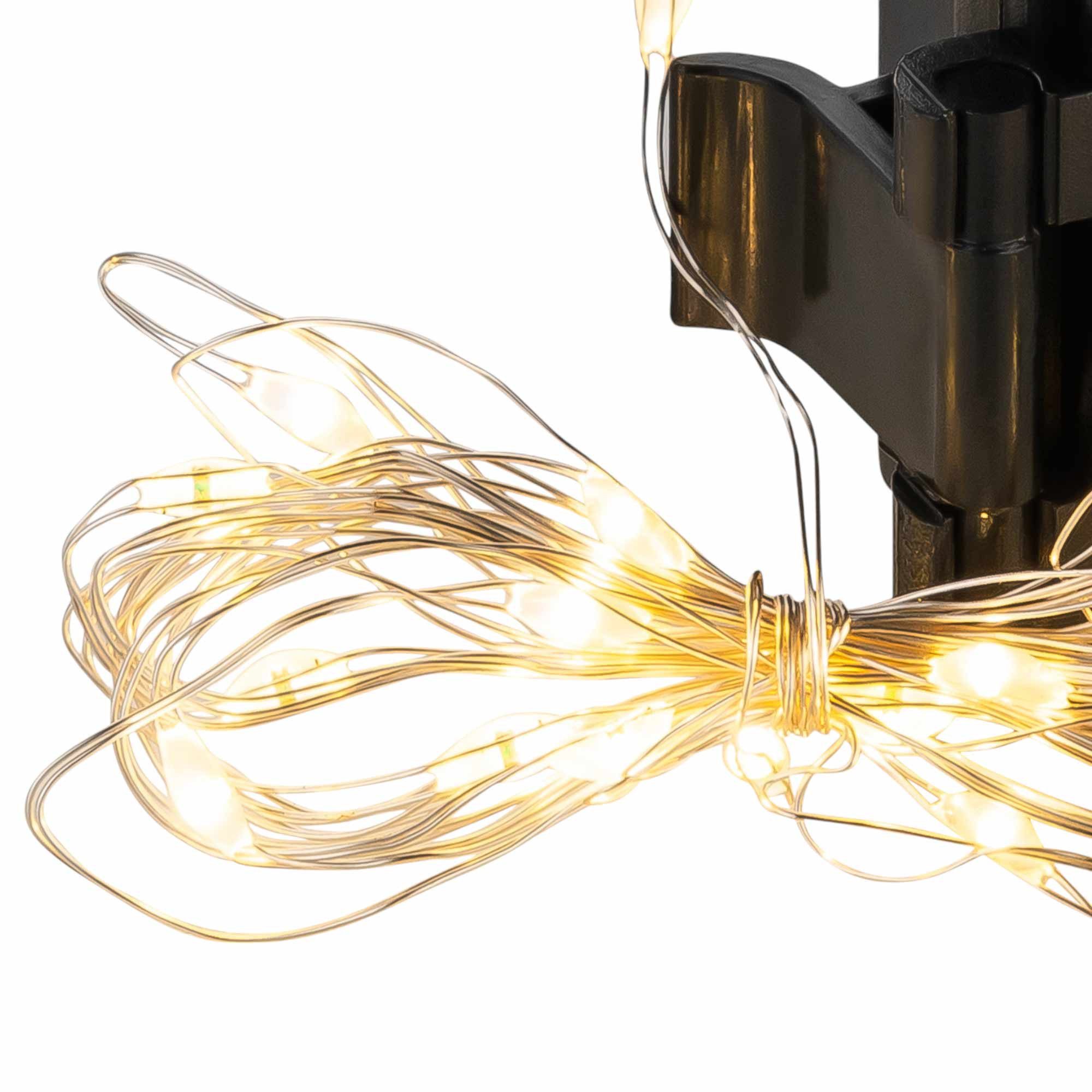 CEPEWA LED-Lichterkette, außen Batterie Draht silber 1,9m 20 LEDs Timer