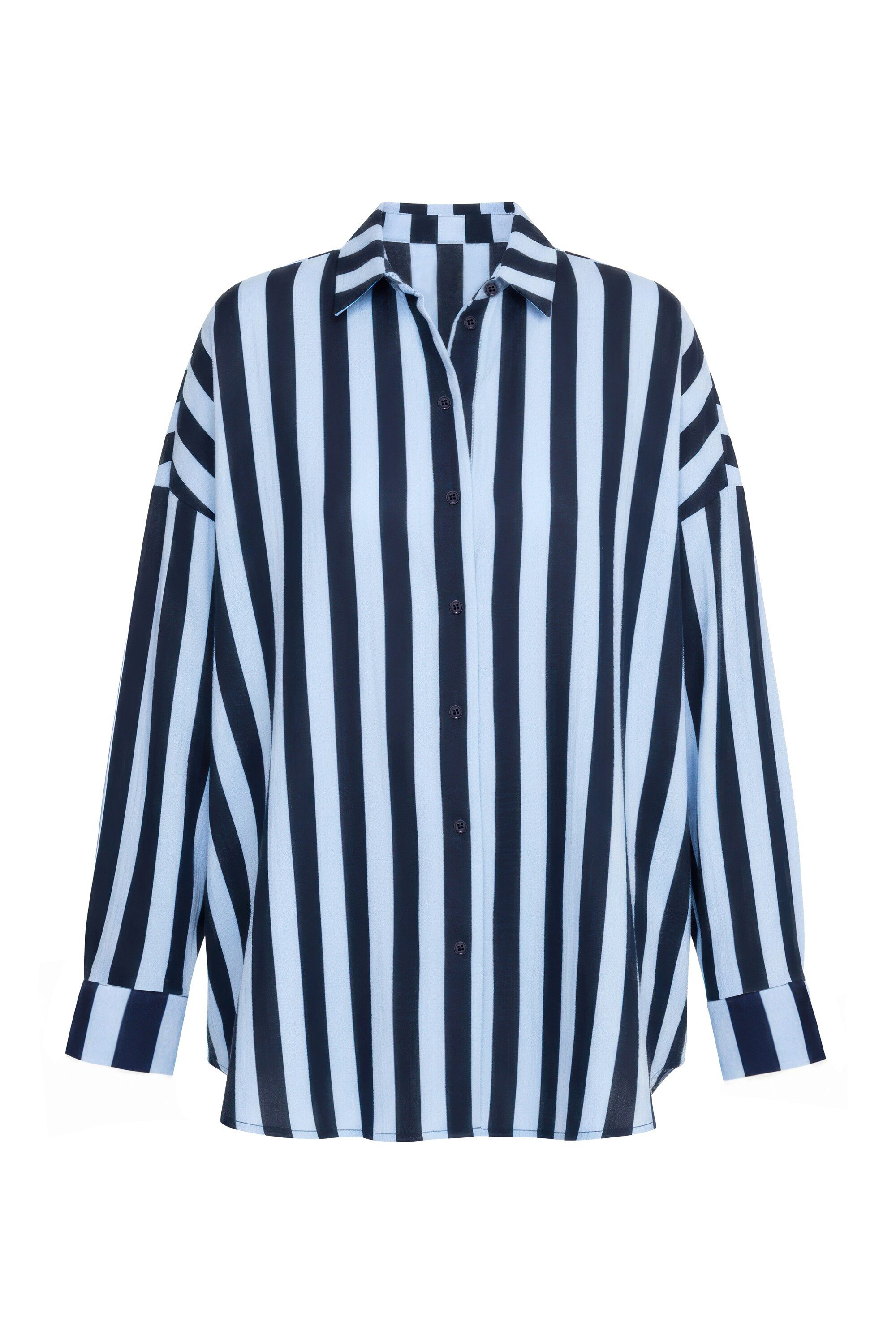 Hemdbluse Hemdbluse oversized Musselin Streifen Langarm