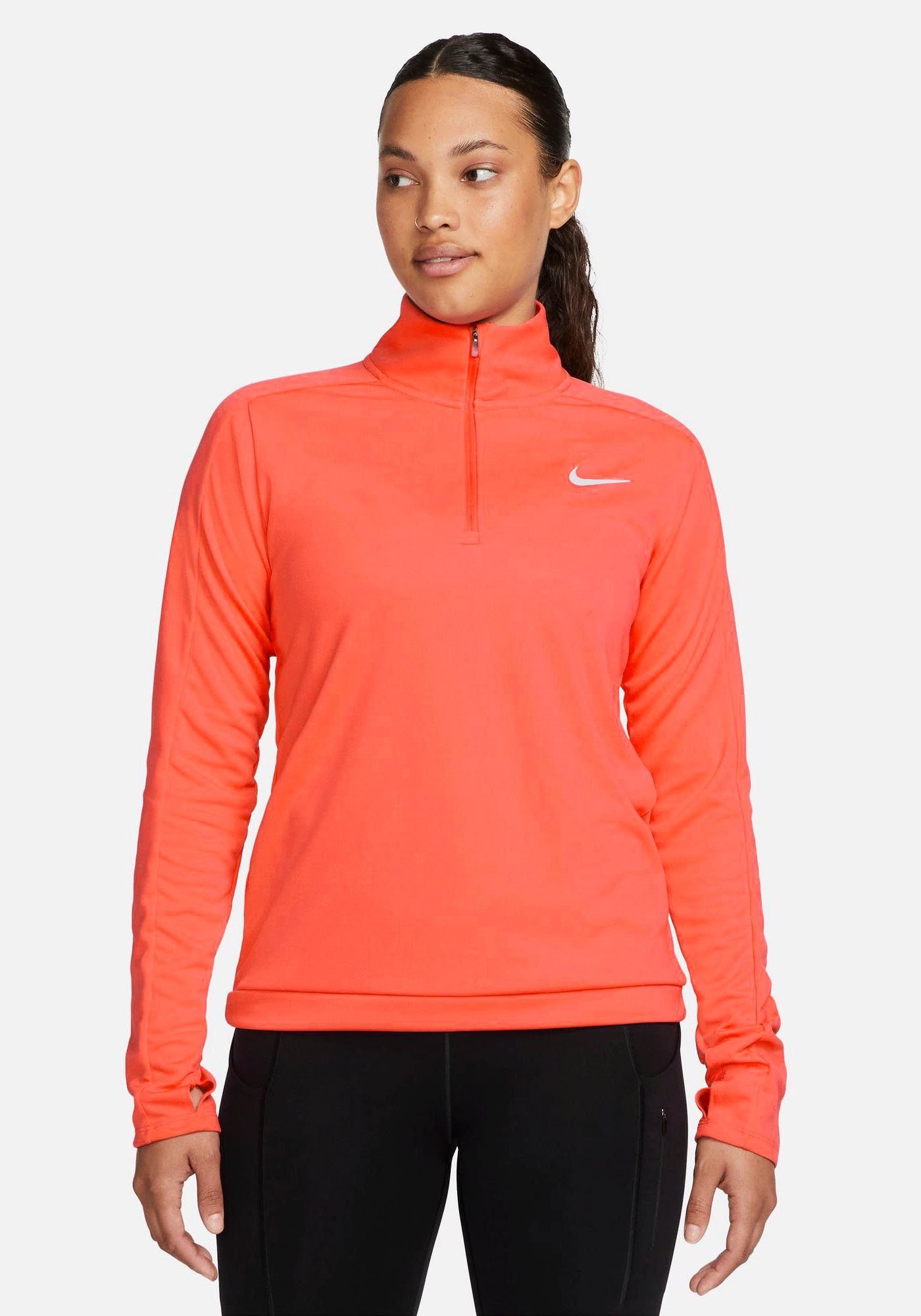 Nike Laufshirt DRI-FIT PACER WOMEN'S 1/-ZIP PULLOVER EMBER GLOW/REFLECTIVE SILV | Sportshirts