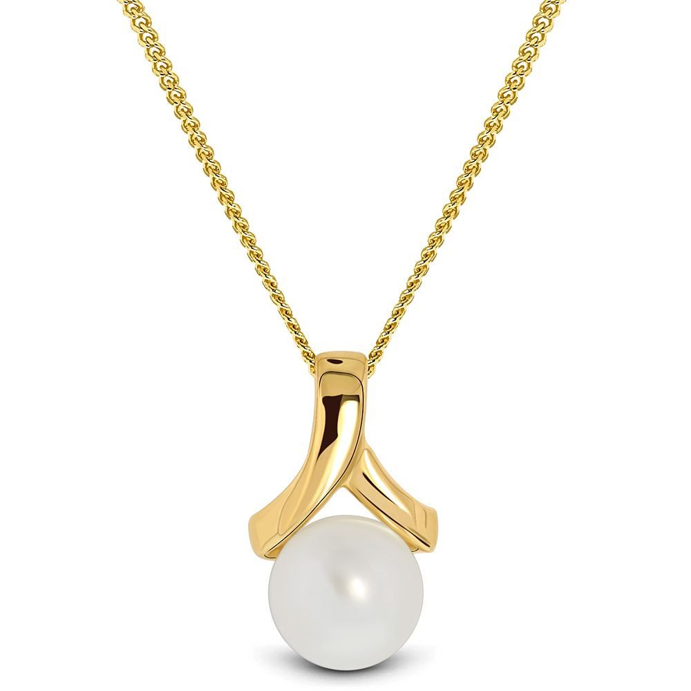 Miore Perlenkette MG9039N, Damen Halskette aus Gelbgold, 9 Karat 375 Gold - mit Perlen Anhänger