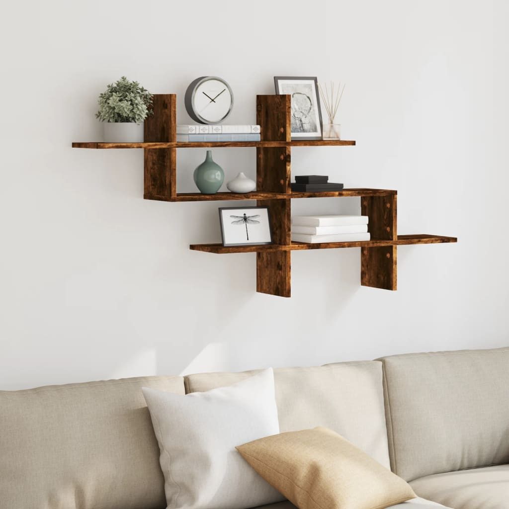 vidaXL Regal Wandregal Räuchereiche 124,5x18x60,5 cm günstig online kaufen