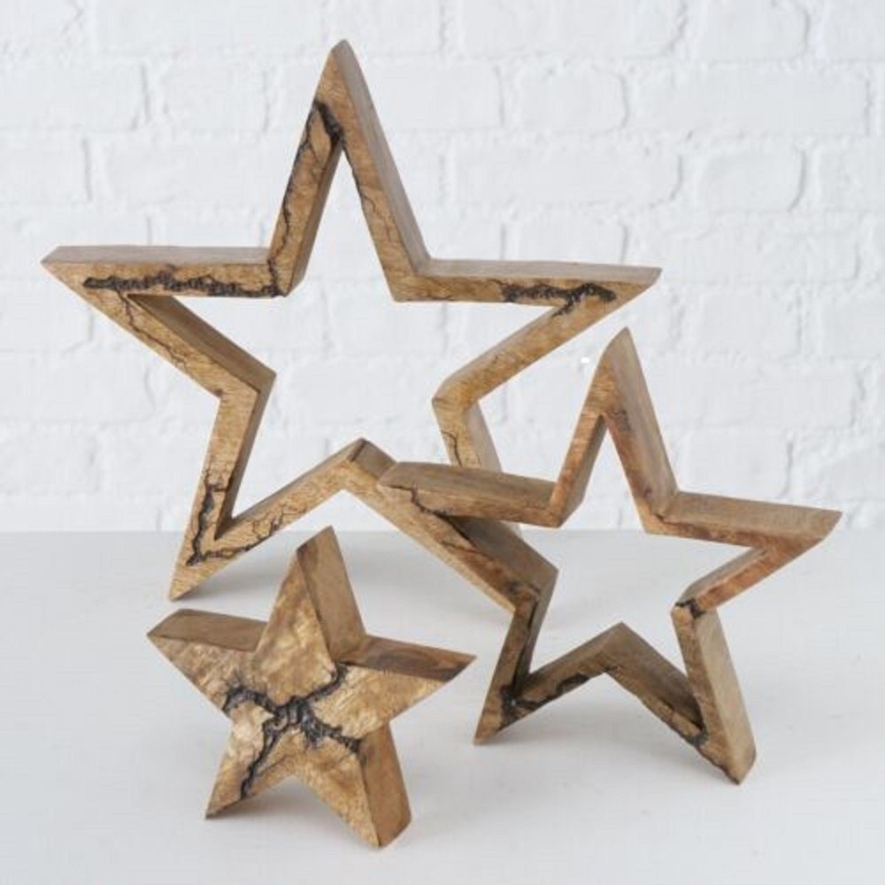 BOLTZE Weihnachtsfigur Percha 3er Set Sterne, Dekoaufsteller Dekoration ...