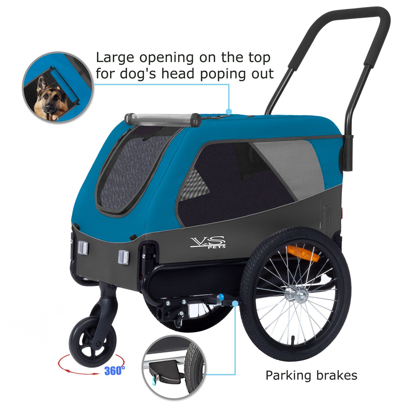 TIGGO Fahrradhundeanhänger Tiggo Medium Hundeanhänger & Buggy 2in1 Fahrradanhänger Hundebuggy