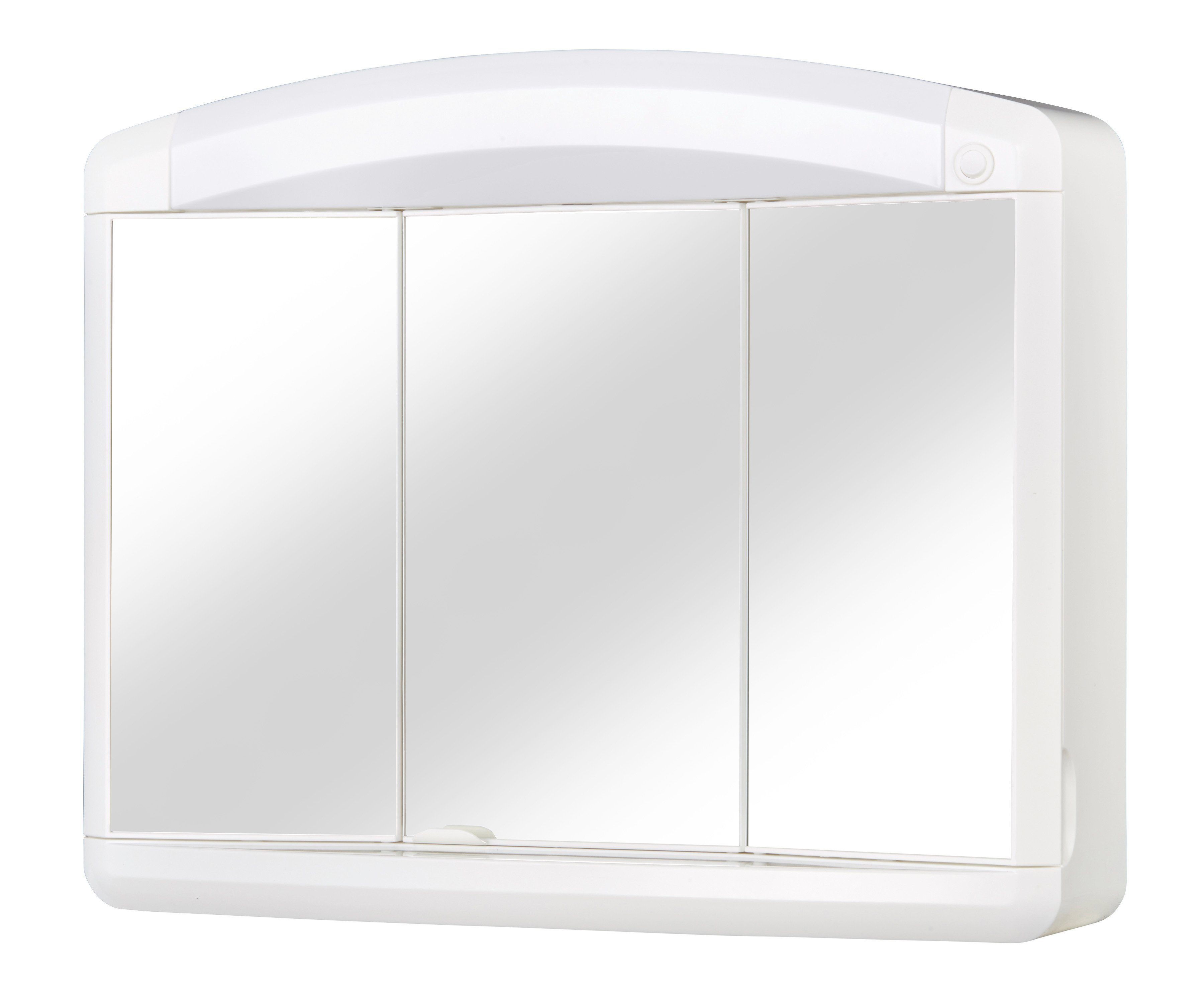 Max Spiegelschrank Breite, 3D-Spiegeleffekt cm Kristallglasspiegeltüren weiß, mit Drei jokey 65