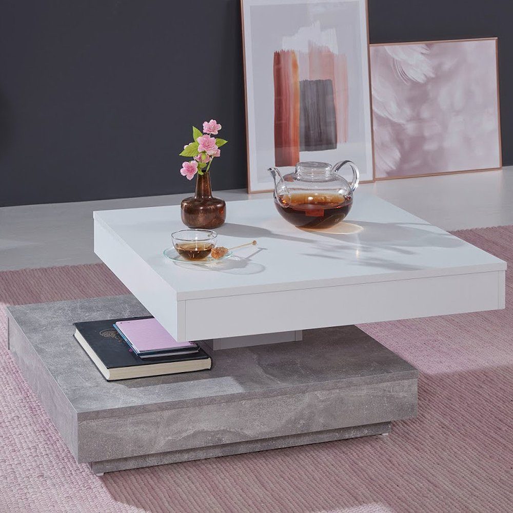 trendteam Couchtisch, Wohnzimmertisch Sofatisch Beistelltisch drehbar Beton günstig online kaufen