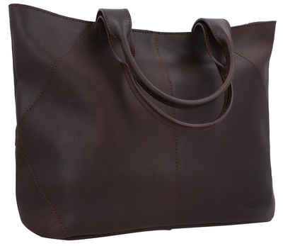 Gusti Leder Handtasche »Cecilia« (1-tlg), Shopper Handtasche Ledertasche Henkeltasche mit Reißverschluss Damen Braun Leder