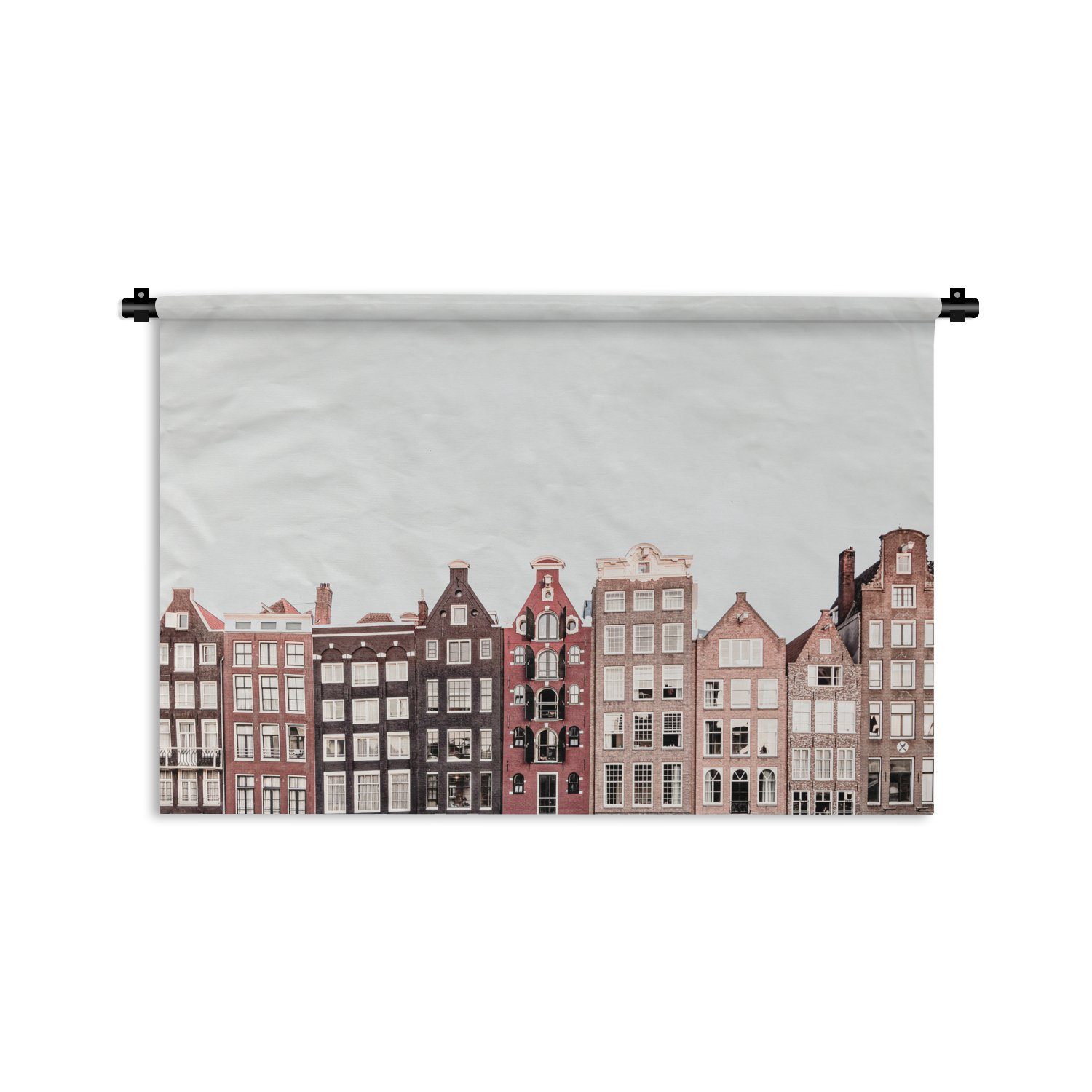 MuchoWow Wanddekoobjekt Amsterdam - Architektur - Häuser - Straße, Wanddeko für Wohnzimmer, Schlafzimmer, Kleid, Wandbehang, Kinderzimmer