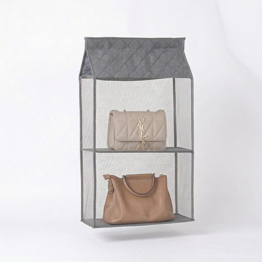 JASLIFE Hängeregal Taschen Organizer für Kleiderschrank, Handtaschen Organizer mit Mesh, Taschen Organizer mit Mesh, beidseitig offen, platzsparend und stabil
