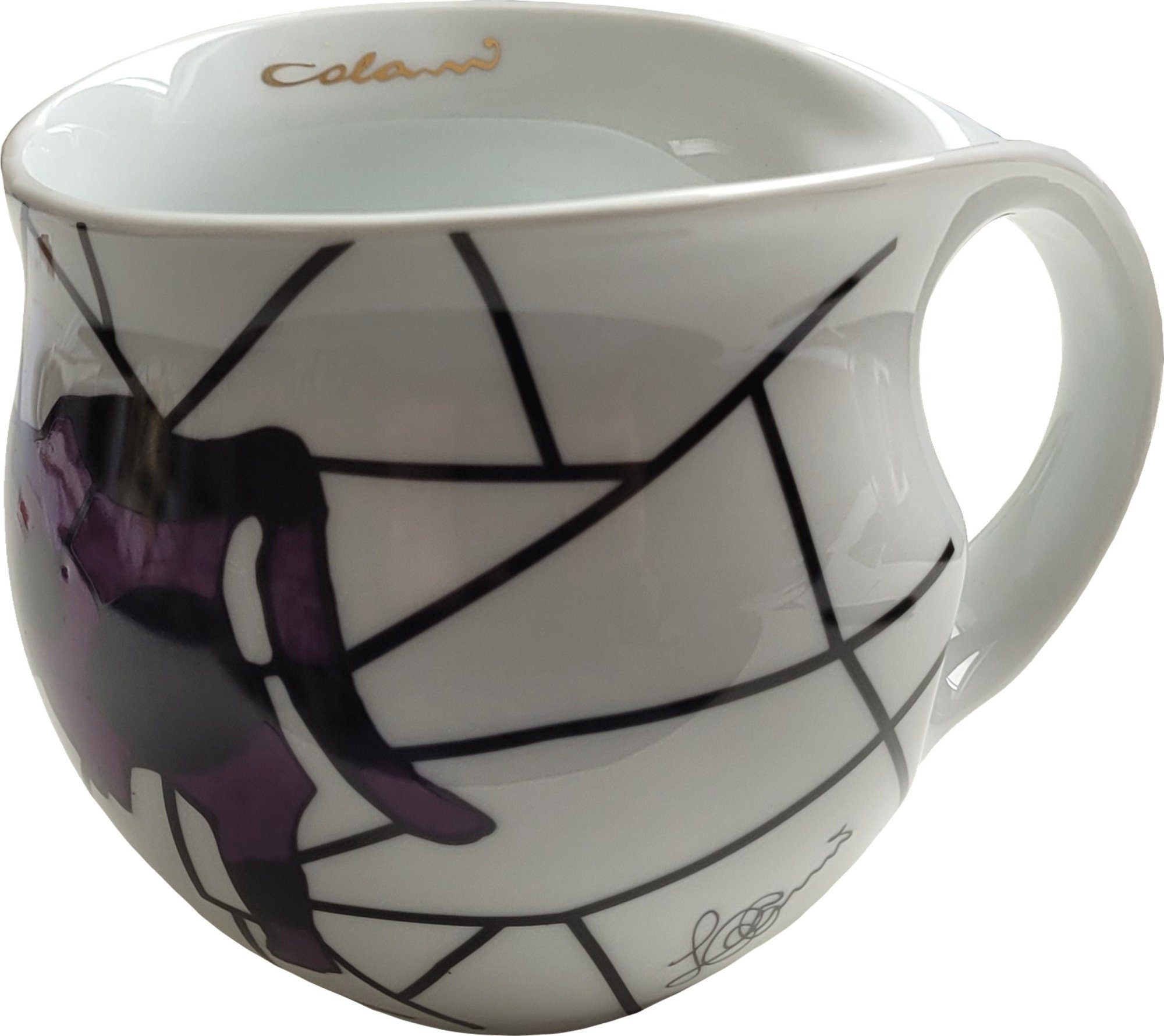 Colani Tasse Colani Jumbotasse Kaffeebecher XXL Tasse Cow Violet Schwarz 600 ml, Porzellan, im Geschenkkarton