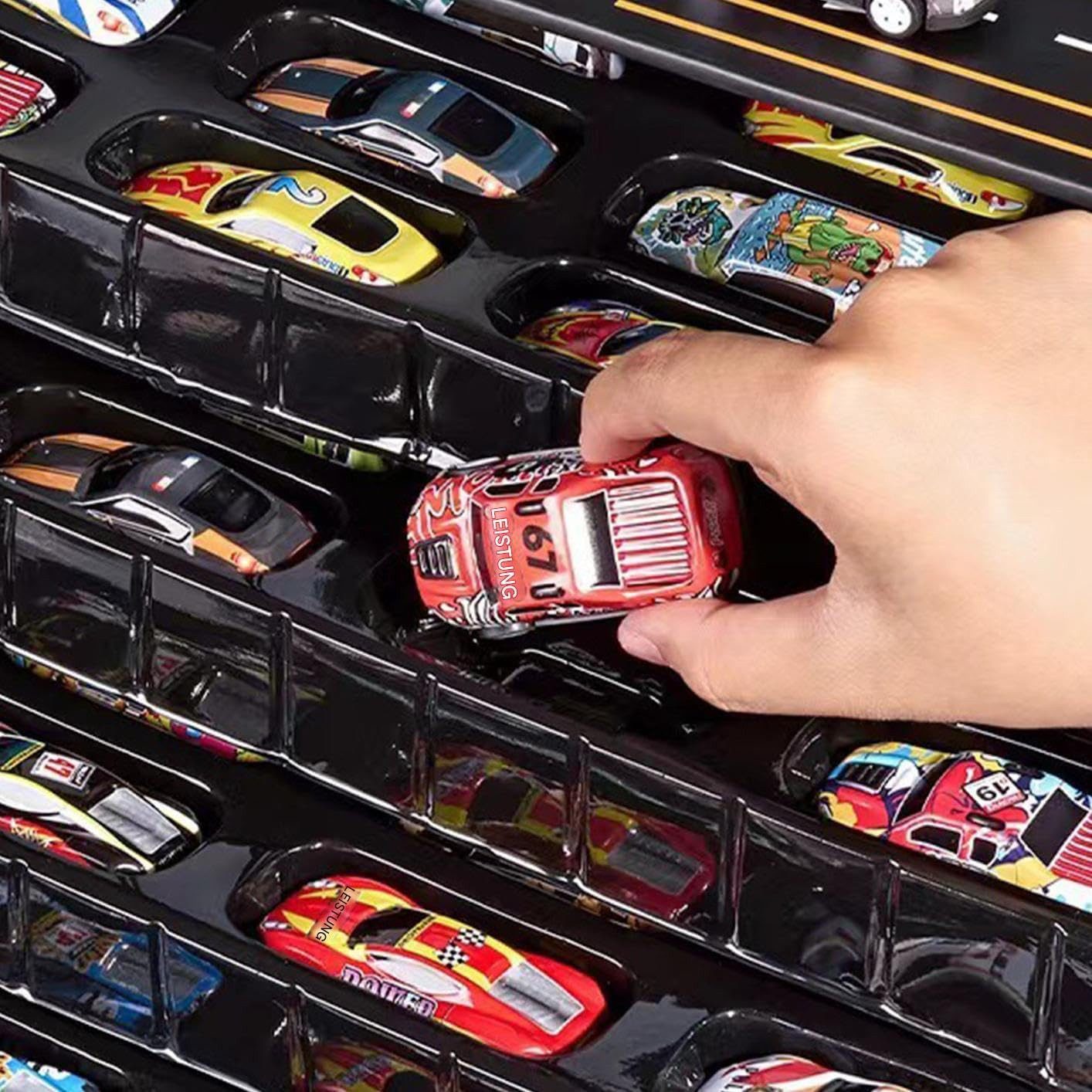 Luckice Spielfahrzeug-Erweiterung Spielzeug-Auto Auto Spielzeug Fahrzeugspielset mit Spielmatte, 1-tlg. Set: 48 Mini-Autos, Spielmatte & Pull-Back Fahrzeuge