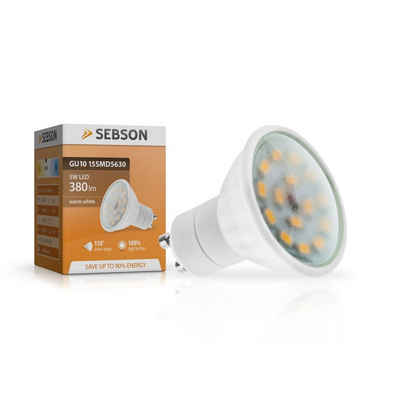 SEBSON LED-Leuchtmittel LED Lampe GU10 warmweiß 5W 380lm Strahler 230V Leuchtmittel 110°, GU10, 1 St., Warmweiß, Einbaustrahler 230V