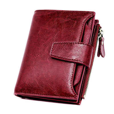 CALIYO Brieftasche »Geldbörse RFID Schutz Echtem Leder Geldbeutel Vertikale«, mit 14 Kartenschlitz, 1 Reißverschluss-Münztasche