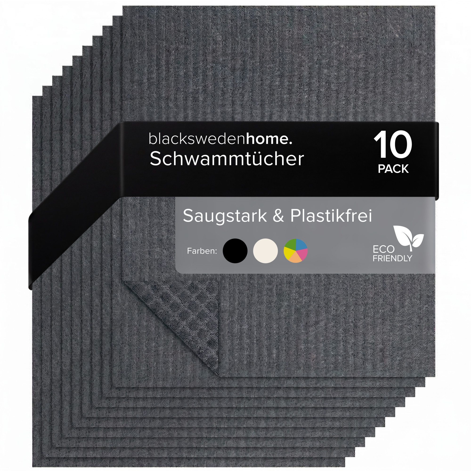 blackswedenhome. Spültuch Spültücher 10er Pack - Swedish dishcloth - nachhaltige Küchentücher, 10er Pack, Baumwoll-Zellstoff, Waschbar