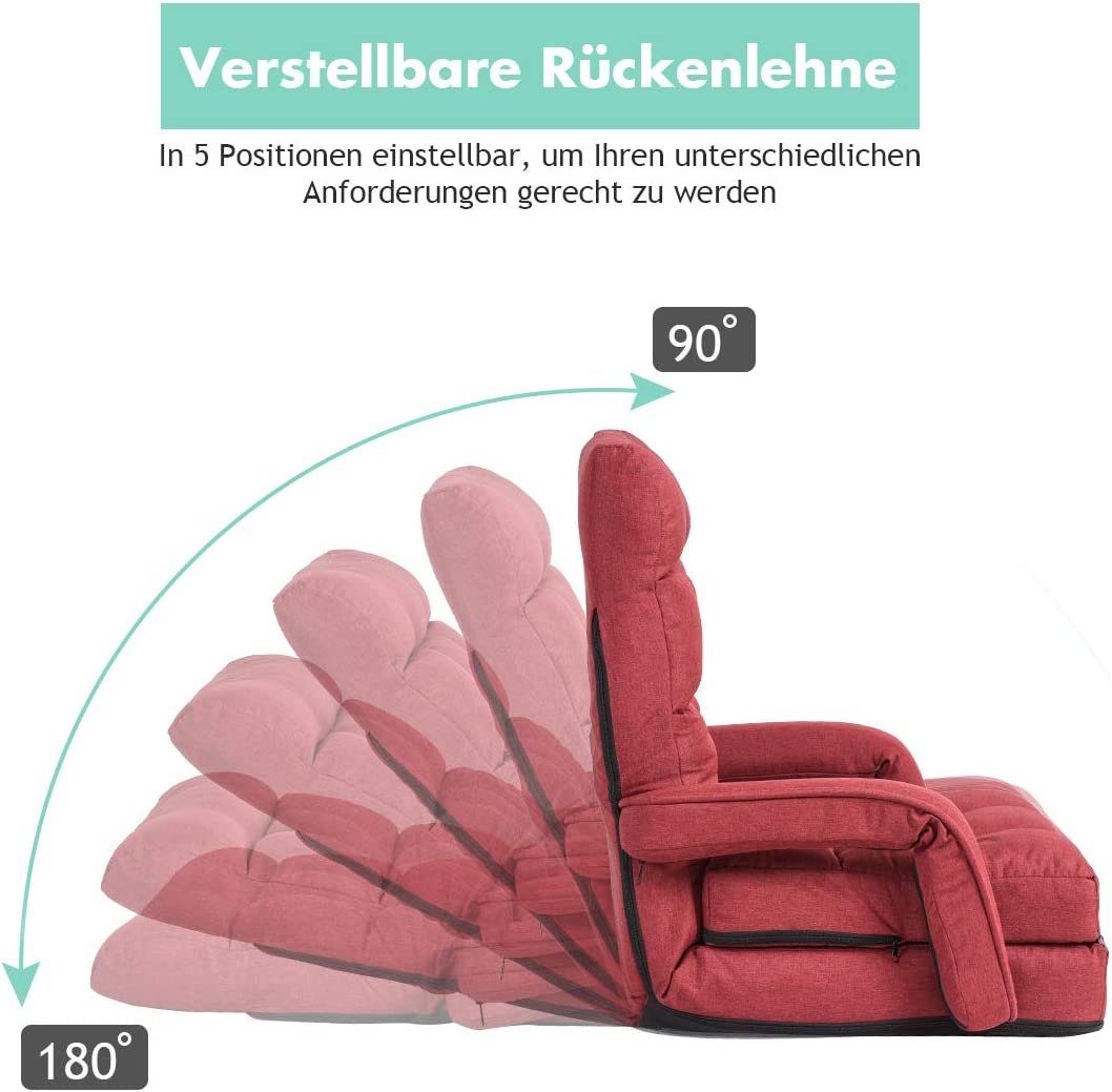 KOMFOTTEU Schlafsofa klappbarer Bodenstuhl, mit Armlehnen günstig online kaufen