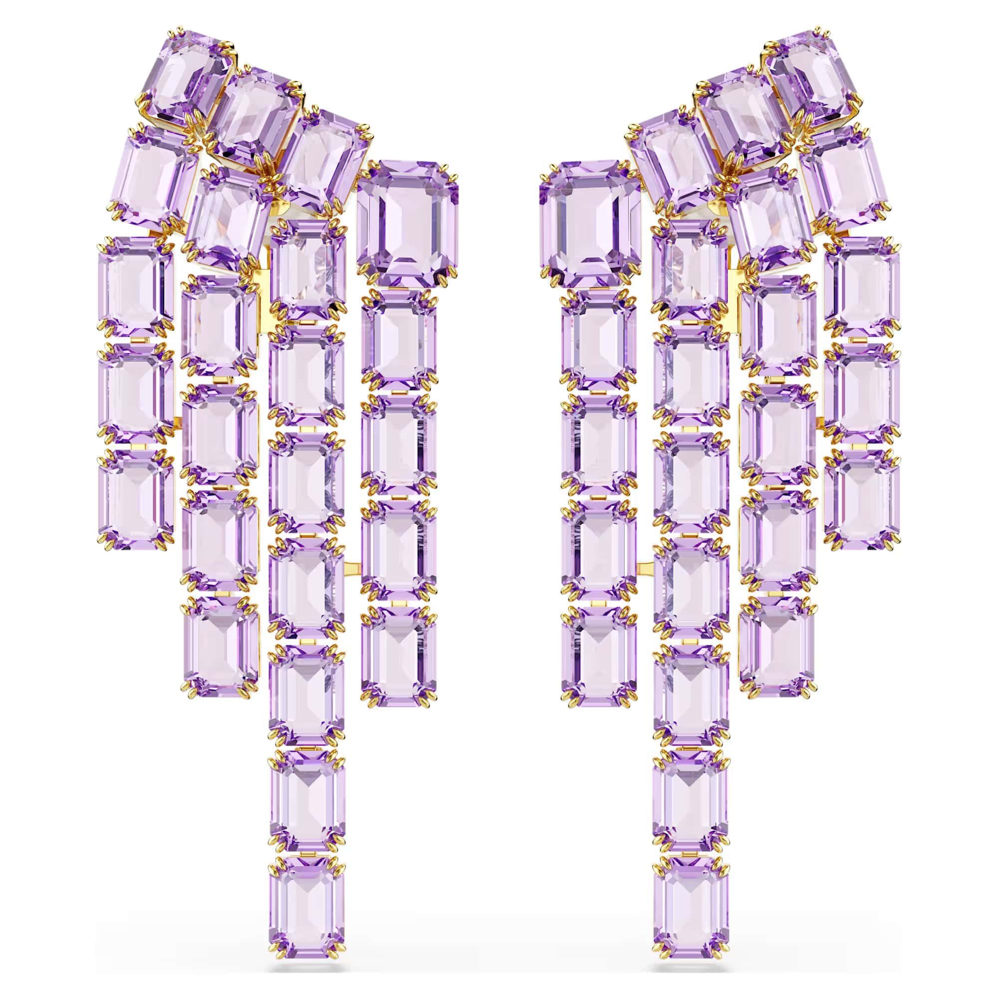 Swarovski Paar Ohrclips Swarovski Ohrclips Millena 5720837 Oktagon Schliff, Violett (kein Set, 2-tlg., inkl. edelm Schmucketui)