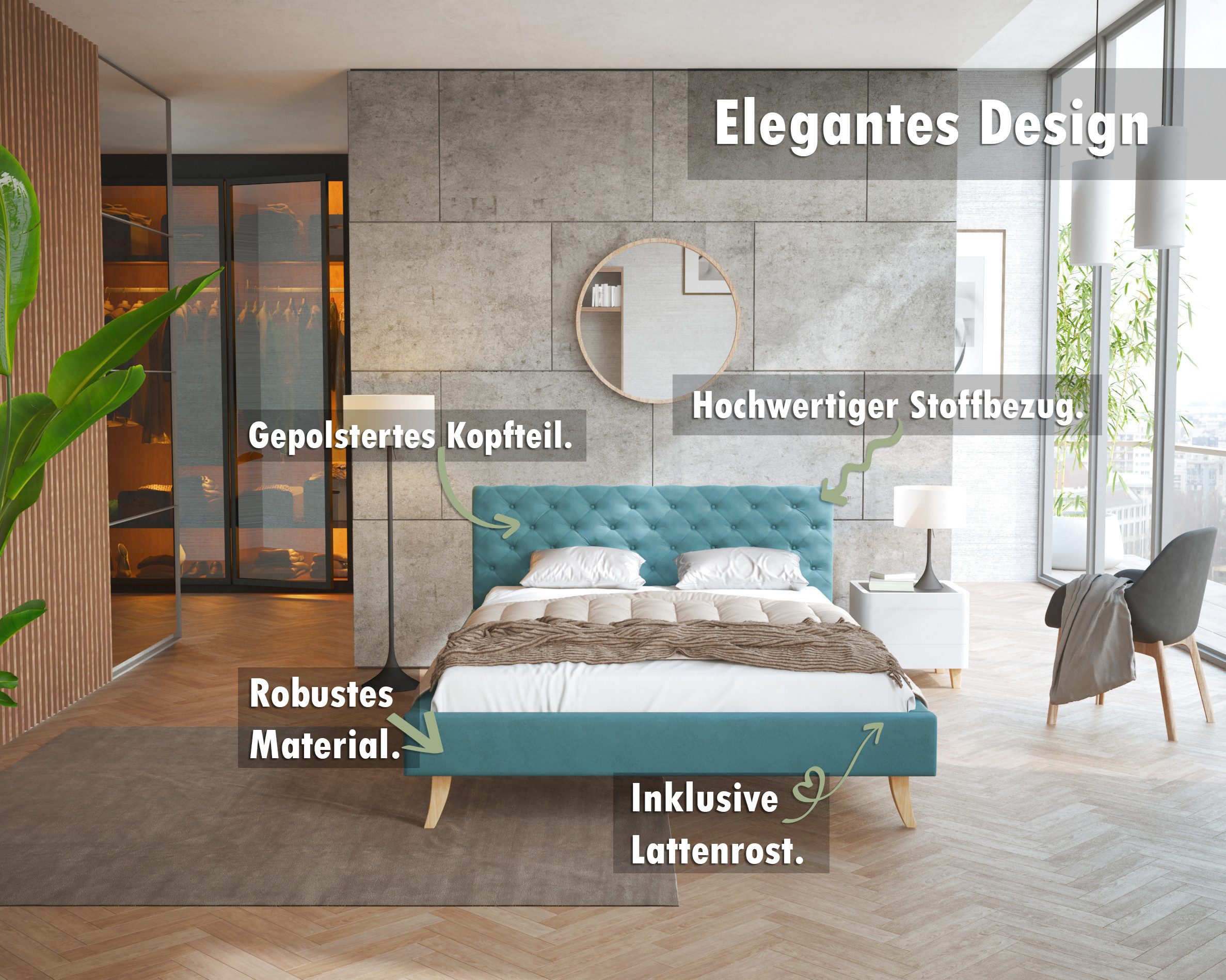FDM Polsterbett Kalifornia Bettrahmen 120x200, 140x200, günstig online kaufen