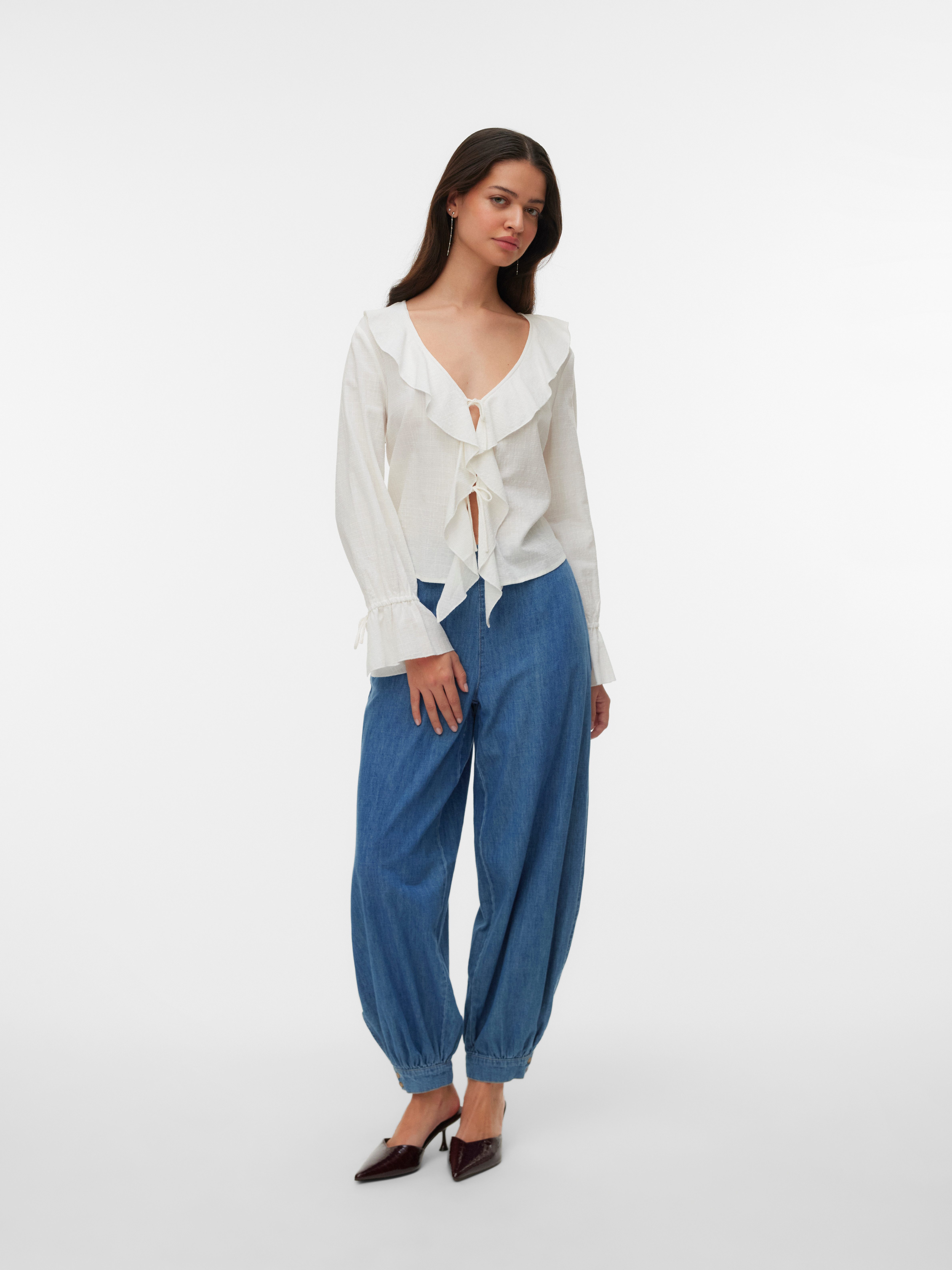 Vero Moda Rüschenbluse VMJAMIE TIE LS TOP WVN – Bild 4 von 5