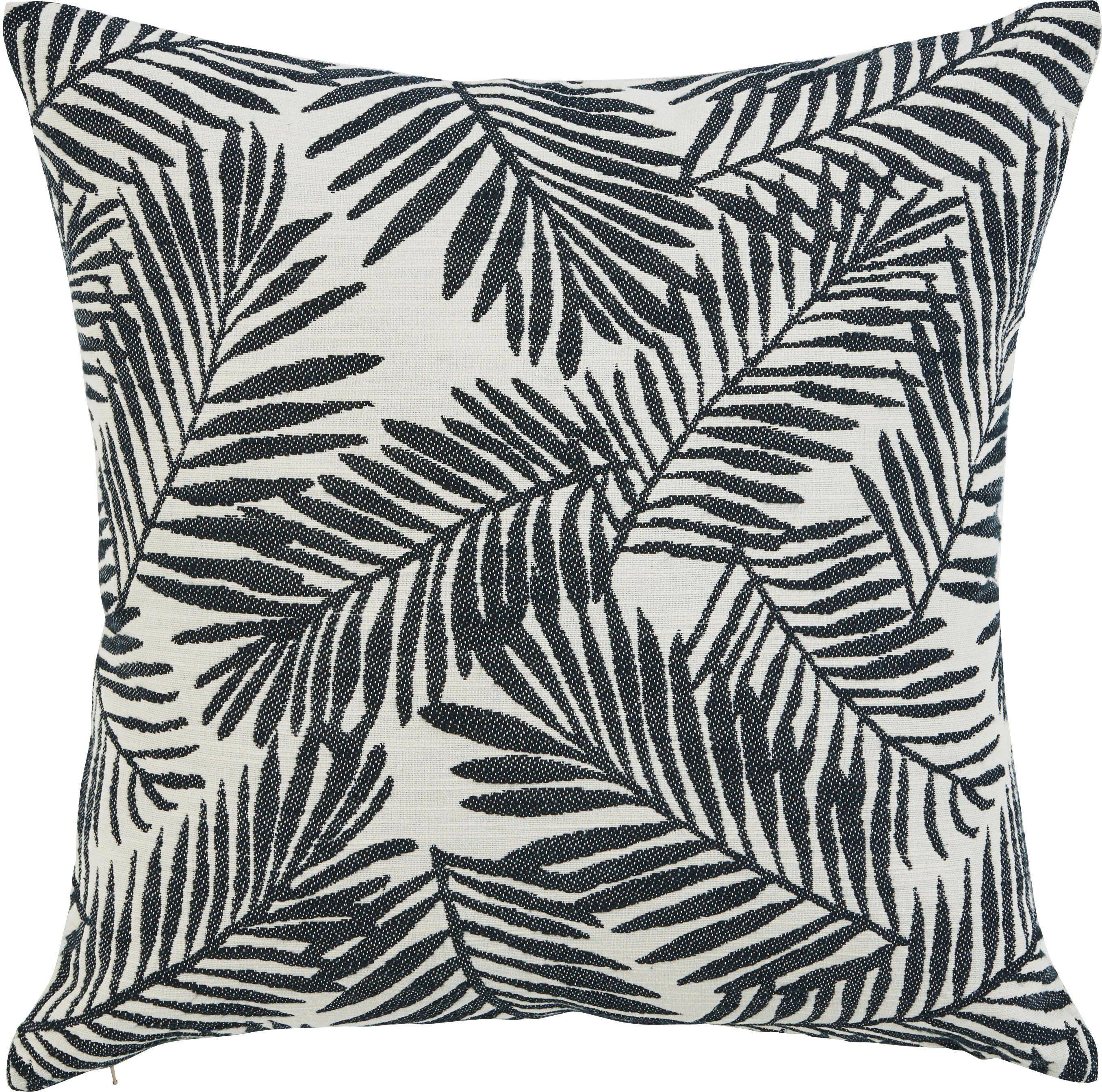 done.® Kissenhülle Black Palm, (1 Stück), Kissenhülle vorderseitig jaquardgewebt mit Blattmotiv