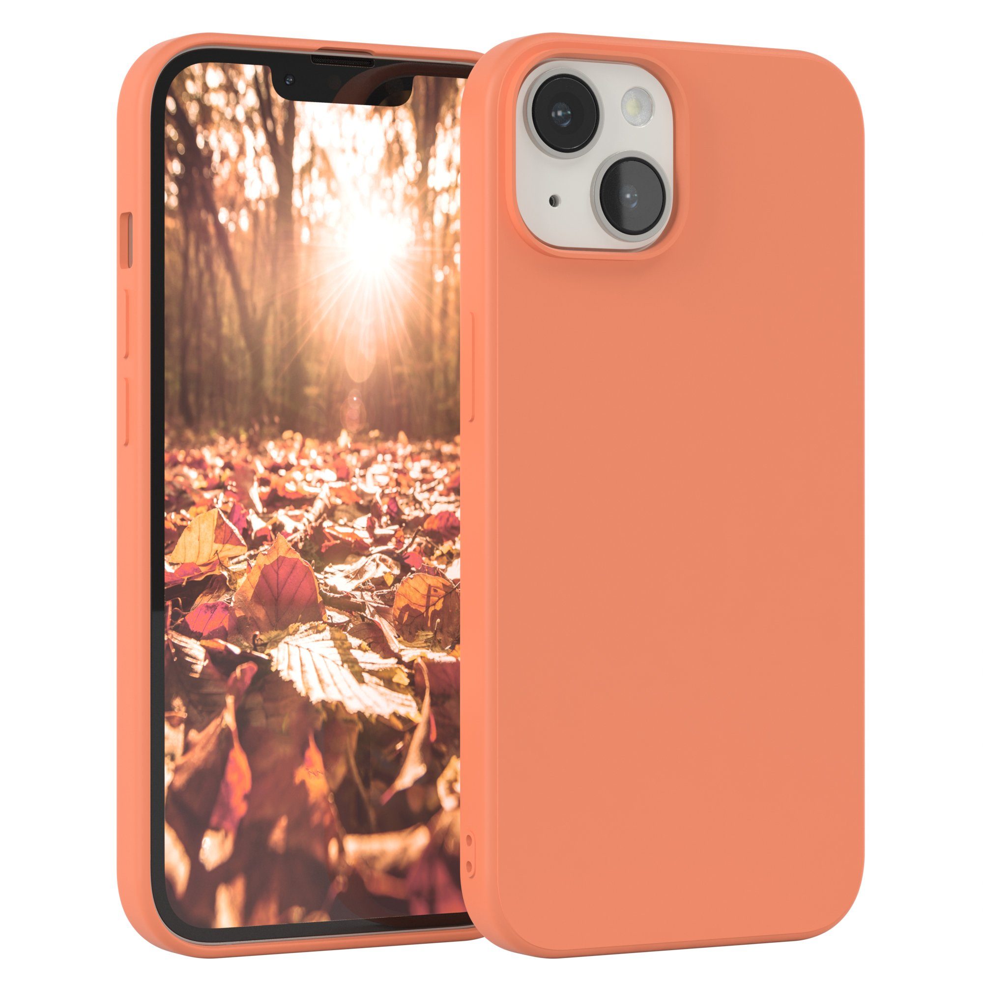 EAZY CASE Handyhülle für Apple iPhone 14 Hülle Silikon 6,1 Zoll, Schutzhülle mit Kameraschutz telefonhülle elastisch bumper tpu Orange