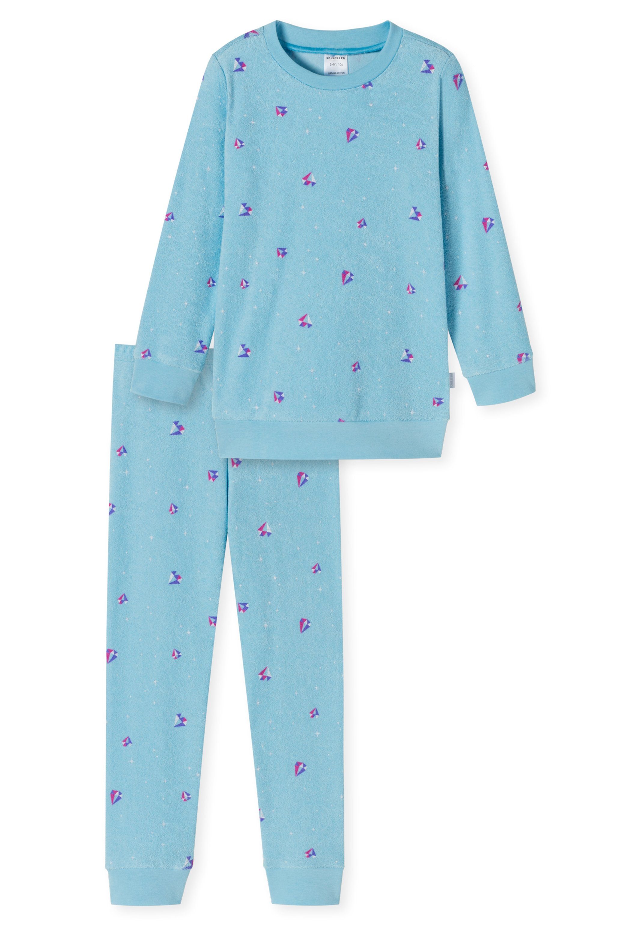 (Set, Schlafanzug Pyjama Schiesser Mit Organic - Cotton tlg) Girls Baumwolle Allover-Print - World 2