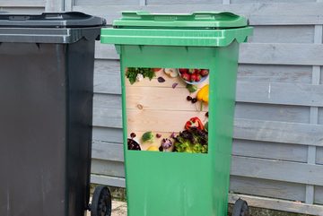 MuchoWow Wandsticker Obst - Erdbeere - Paprika - Küche (1 St), Mülleimer-aufkleber, Mülltonne, Sticker, Container, Abfalbehälter
