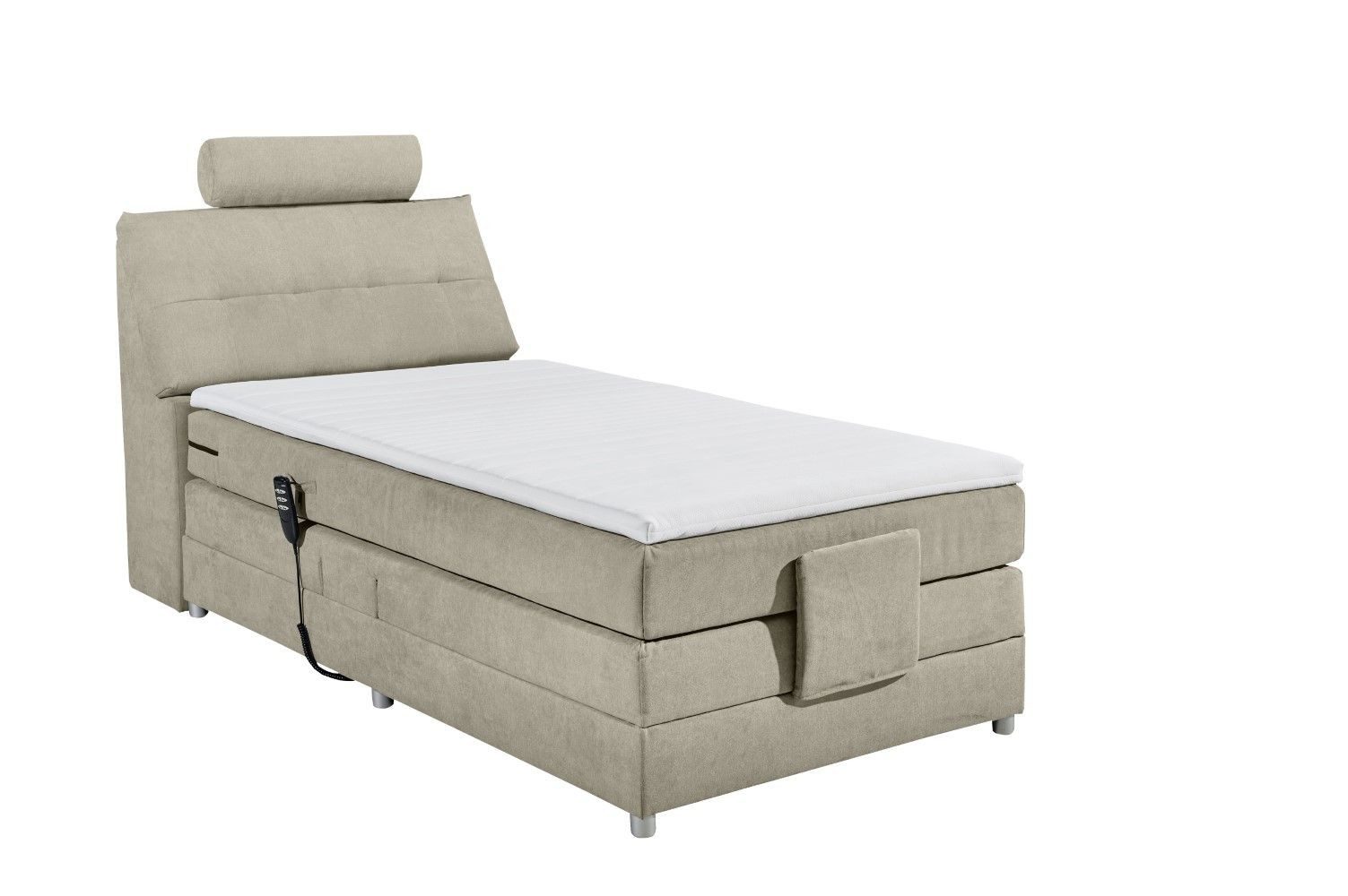 ED EXCITING DESIGN Boxspringbett Palermo 120/180x200 Elektrofunktion & 7-Zonen-TTFK-Matratze + Topper (Komplettbett mit Motor & Stauraum, inkl. Matratze, Topper, Unterbox), Elektrisches Kopf- & Fußteil, 7-Zonen-TTFK-Matratze & T25-Topper