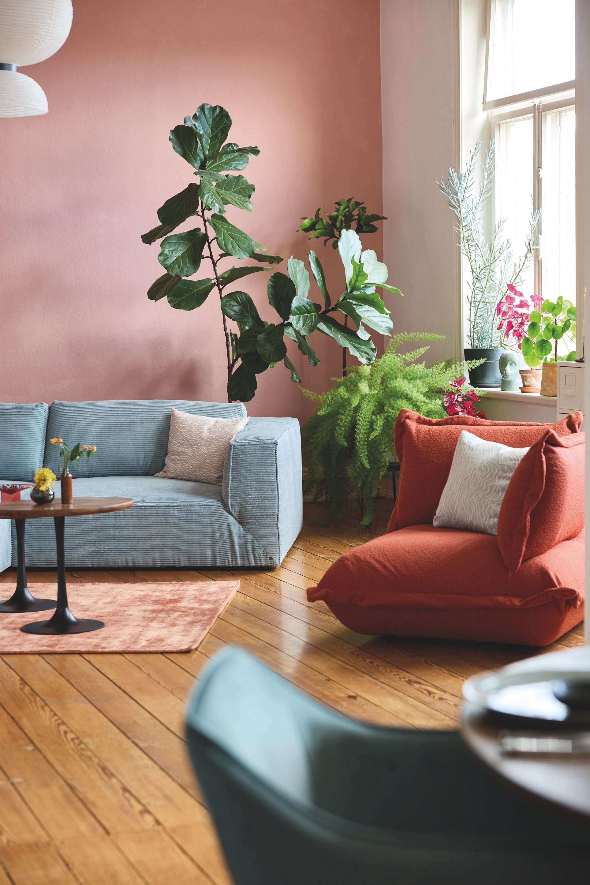 HOME OF COLORS Sofa-Eckelement CUSHION Eckelement in rostfarbenem Bouclé SCO747, lässiger Kissenlook mit Stehsaum - als Sessel oder als Elementgruppe.