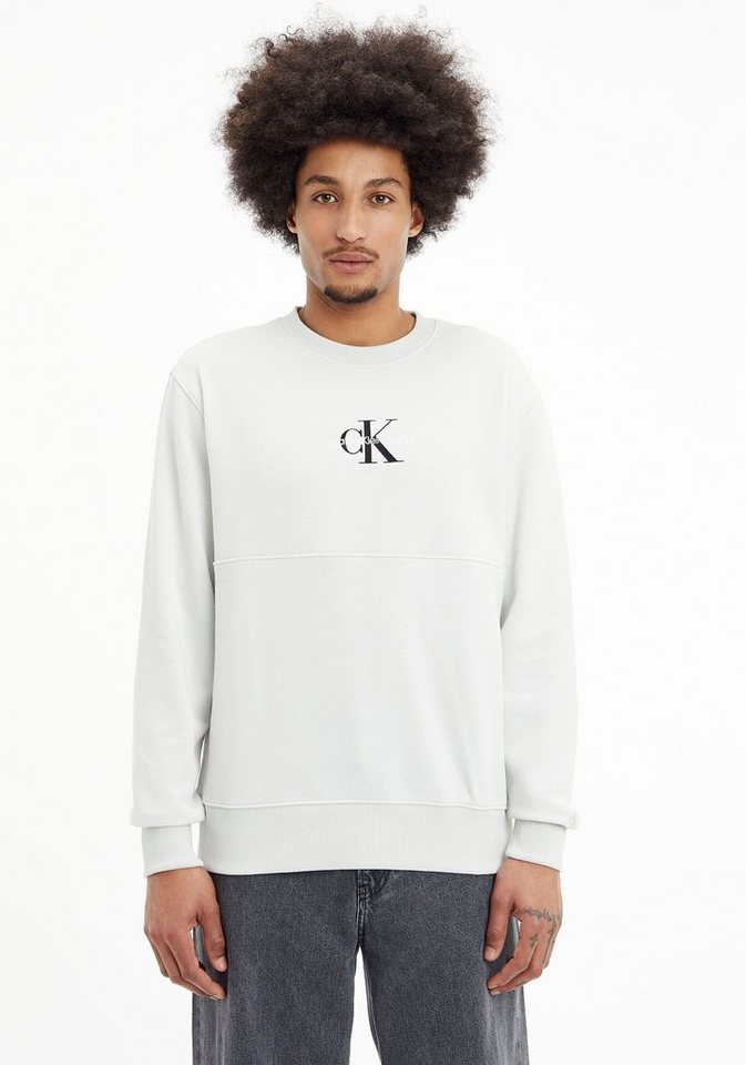 Calvin Klein Jeans Sweatshirt MONOGRAM LOGO CREW NECK, Ton-in-Ton Stickerei  am Ärmelsaum