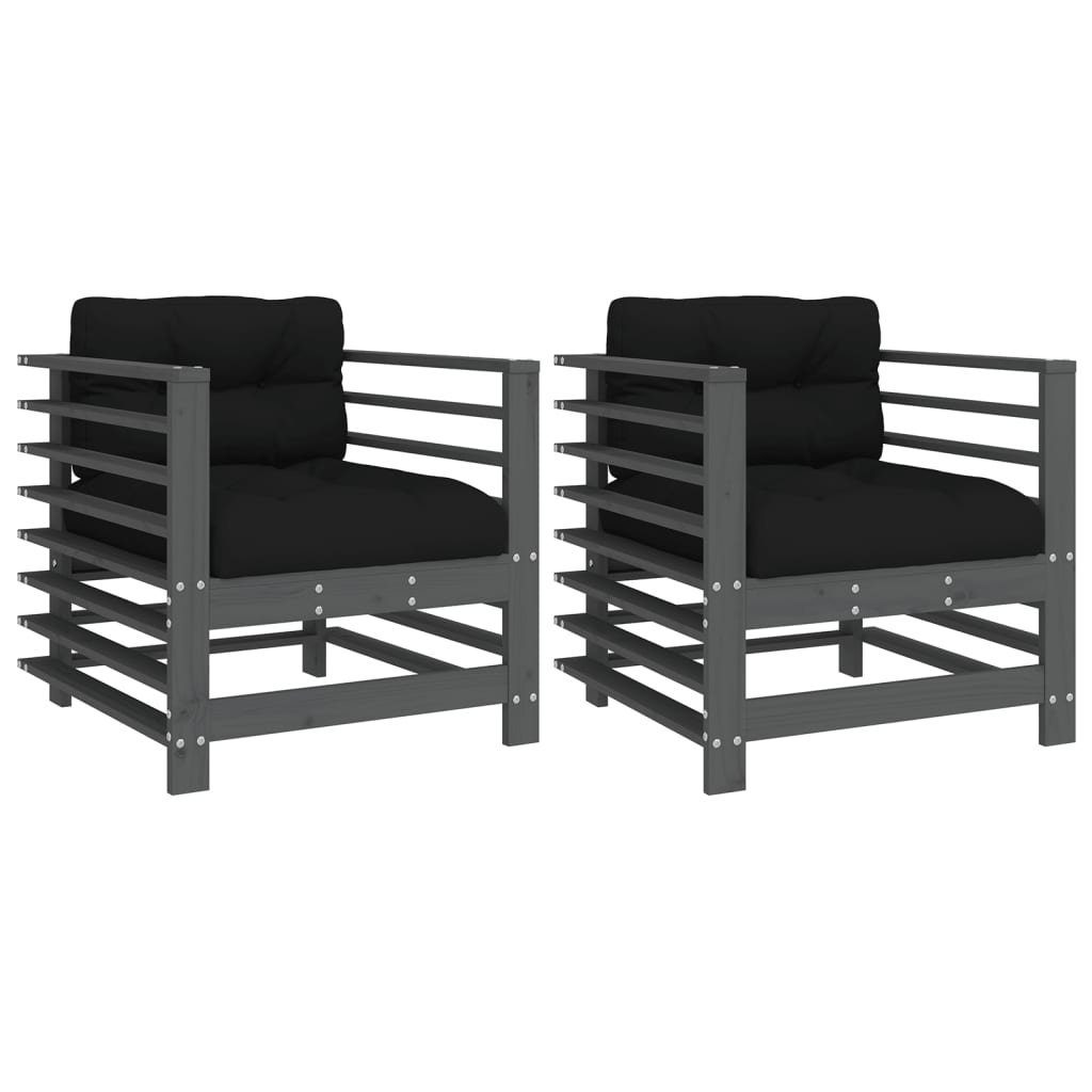 vidaXL Sofaelement Gartenstühle mit Kissen 2 günstig online kaufen