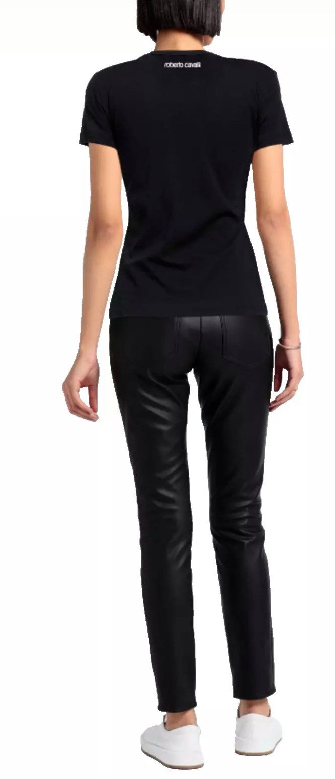 roberto cavalli T-Shirt Firenze Damen RC Monogram Print Logo Slim Fit Scoop-Neck-Ausschnitt und Slim Fit für eine moderne Passform