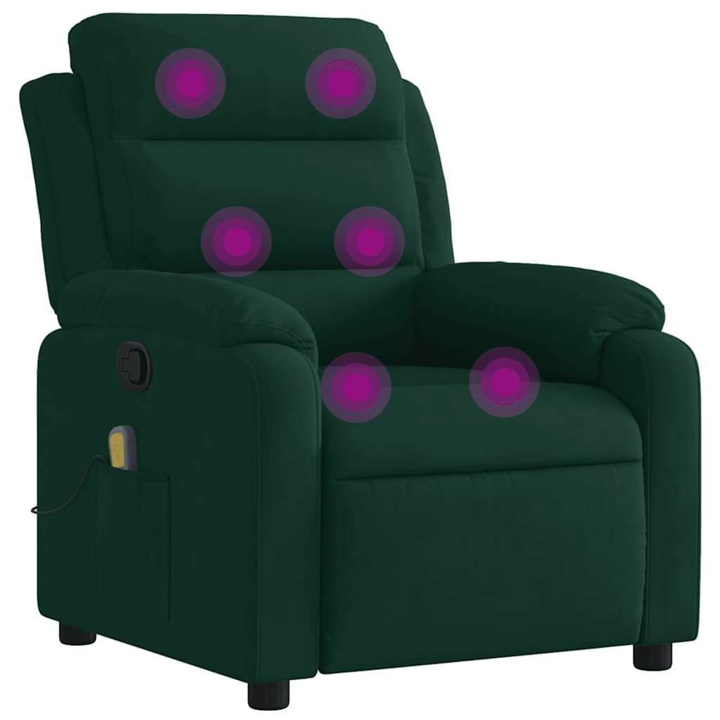 vidaXL Sessel Massage-Relaxsessel, dunkelgrüner Samt (1-St)