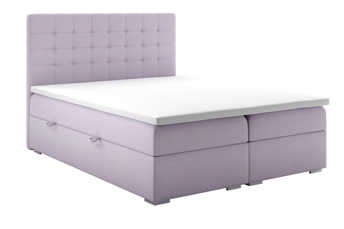 JVmoebel Boxspringbett Modern Design Doppelbett Luxus Schlafzimmer Textil Boxspringbett, Made in Europa Lila