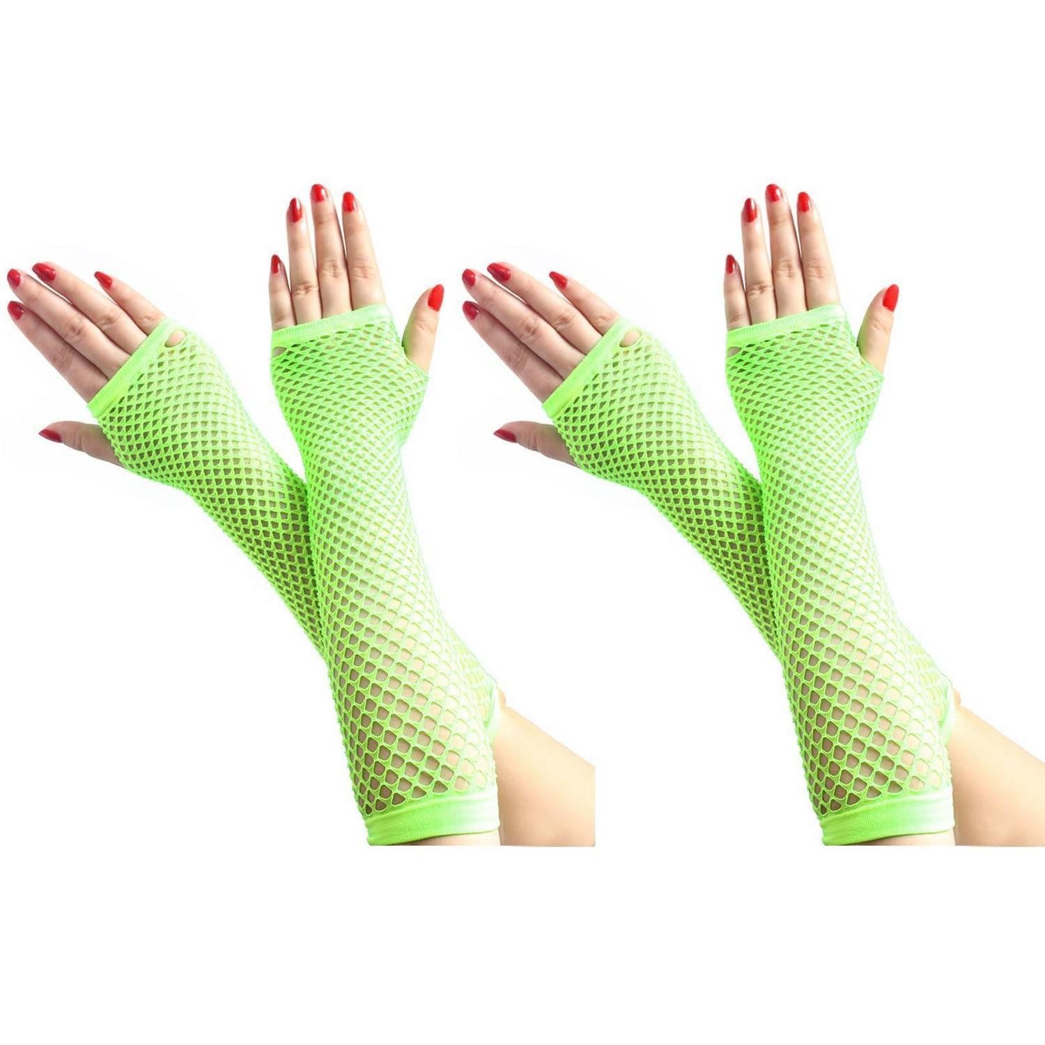 LuxusKollektion Abendhandschuhe Fingerlose Netzhandschuhe Damen Grün (2-St)