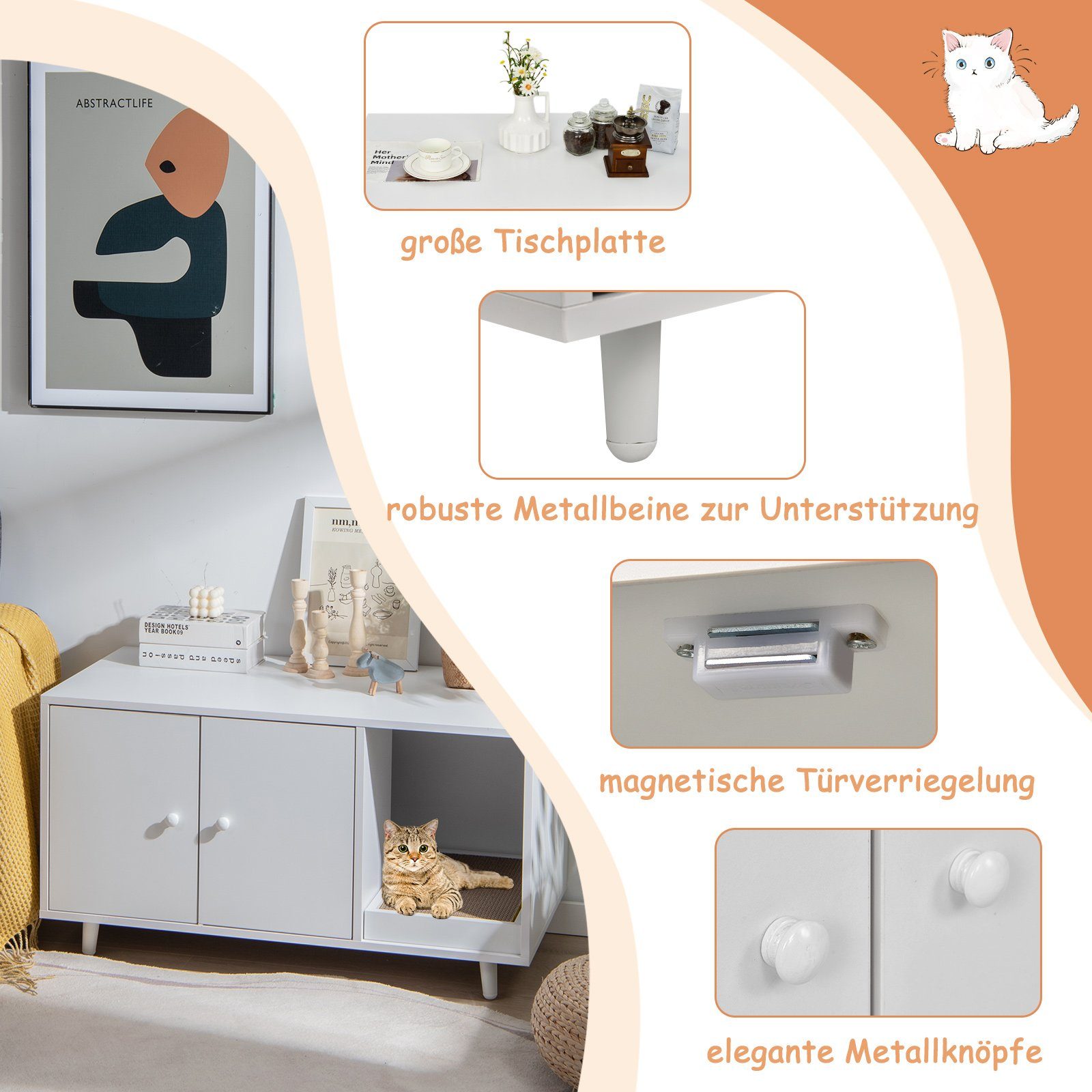 COSTWAY Tierhaus Couchtisch & Katzenhaus, mit günstig online kaufen