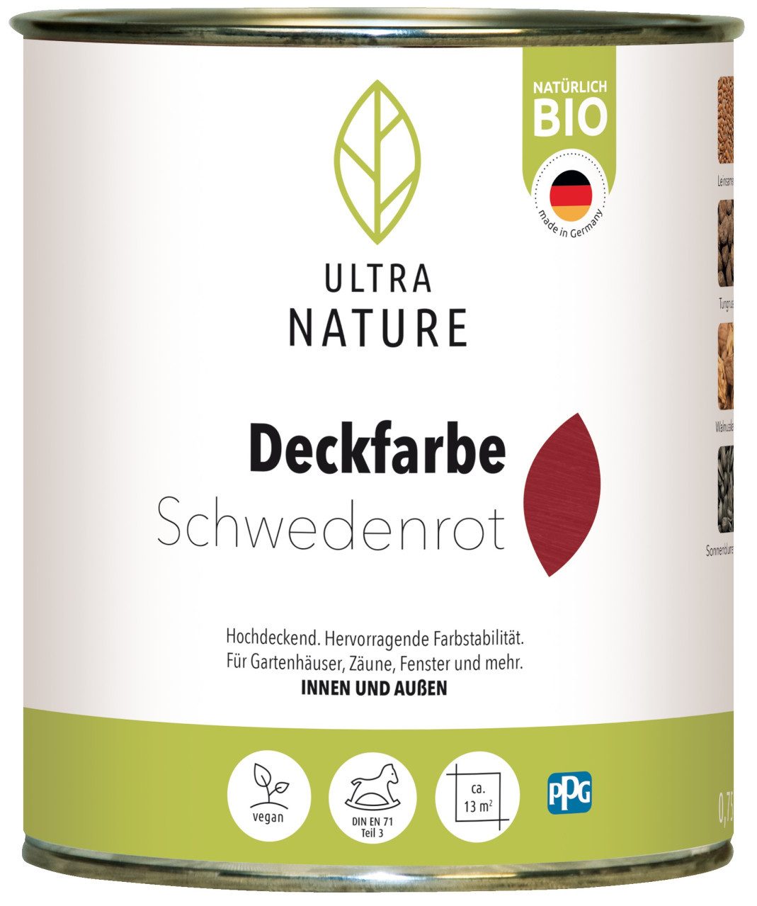 ULTRA NATURE Holzschutzlasur Ultra Nature Deckfarbe 750 ml schwedenrot