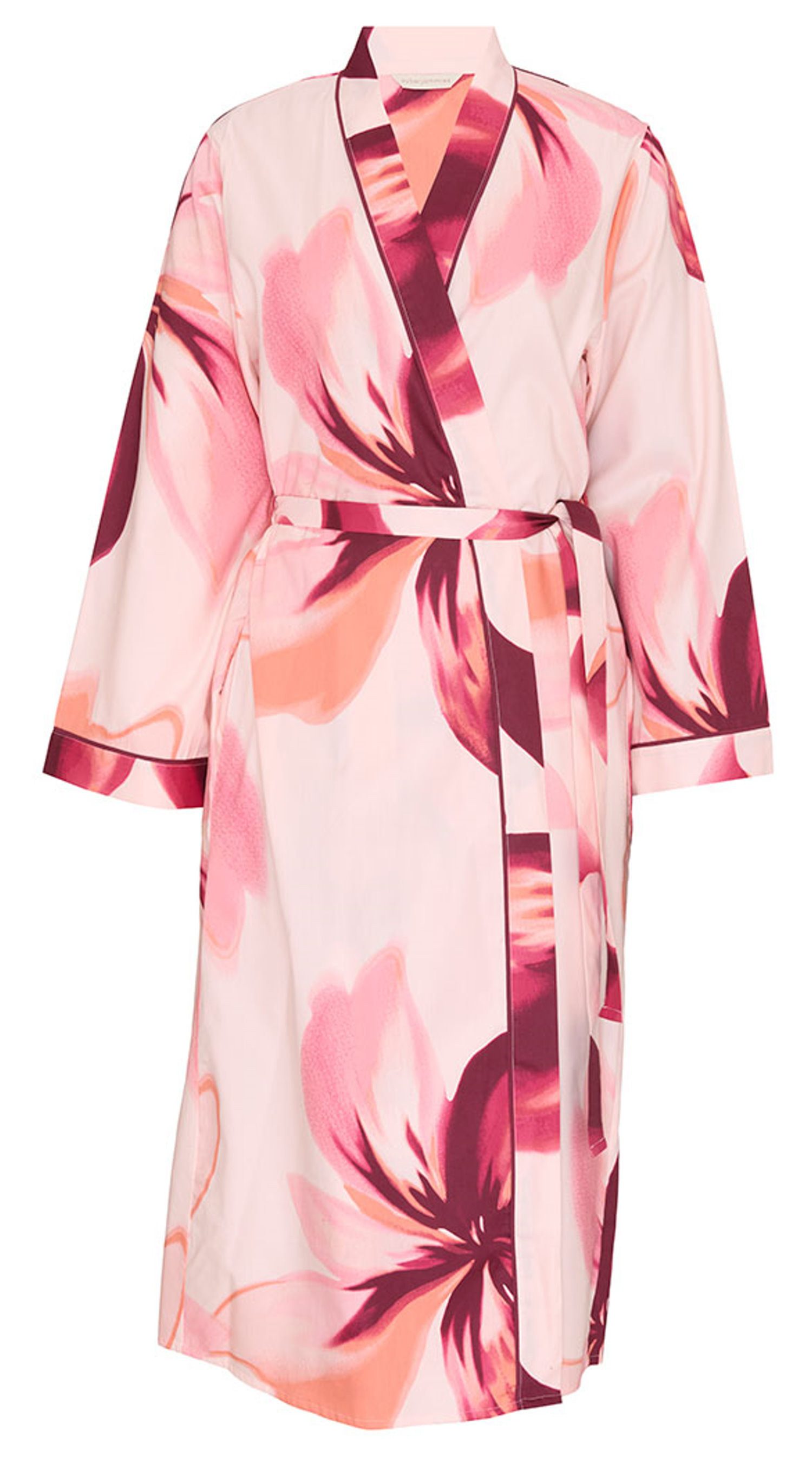 Cyberjammies Kimono Damen Morgenmantel Peach, lang, Baumwollmischung, Kimonokragen, Gürtel, extravagant