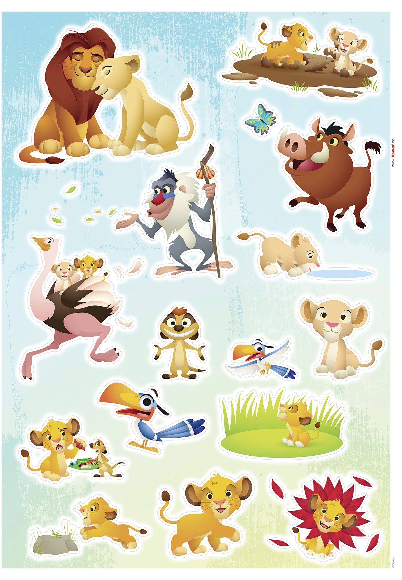 Komar Wandtattoo Lion King Wildlife - Größe 50 x 70 cm (27 St), selbstklebend, Wandsticker, Kinderzimmer