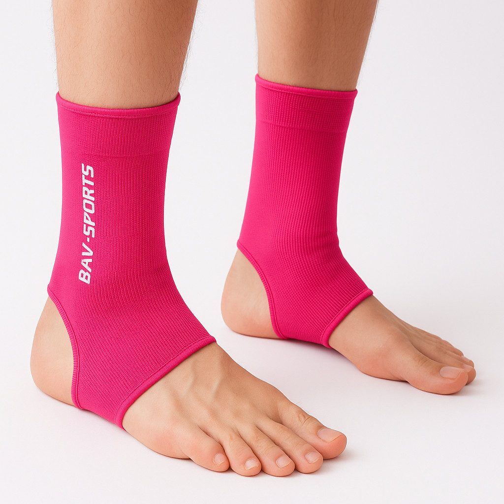 BAY-Sports Fußstütze Darkline Fußbandagen Knöchelbandagen Sprunggelenkbandage pink rosa, zuverlässigen Schutz Stabilität für den Fuß atmungsaktivem Material