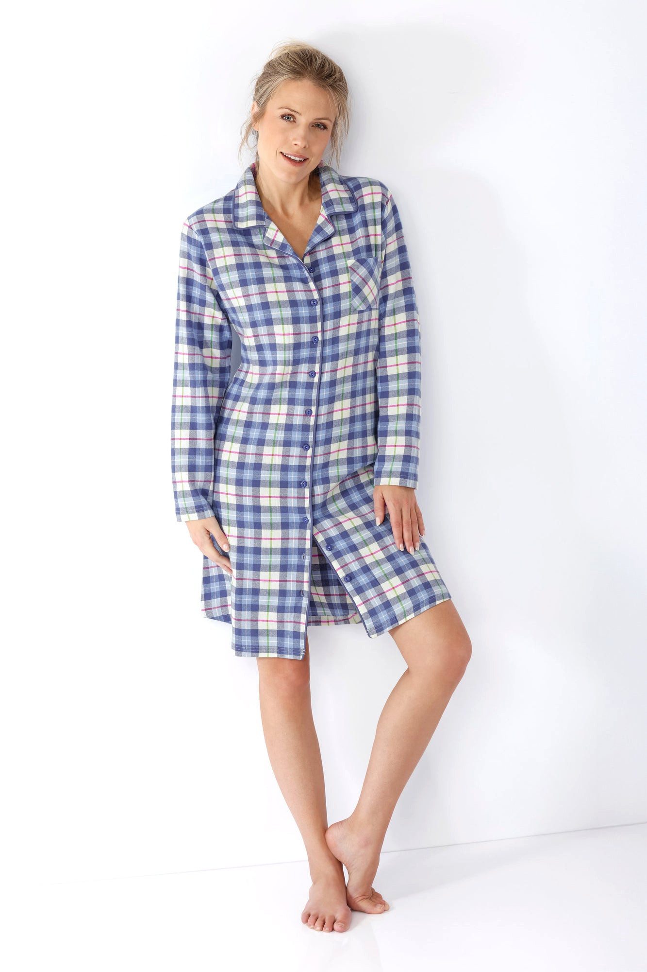 Hajo Nachthemd Damen Nachthemd Pyjama 100 cm Web Flanell