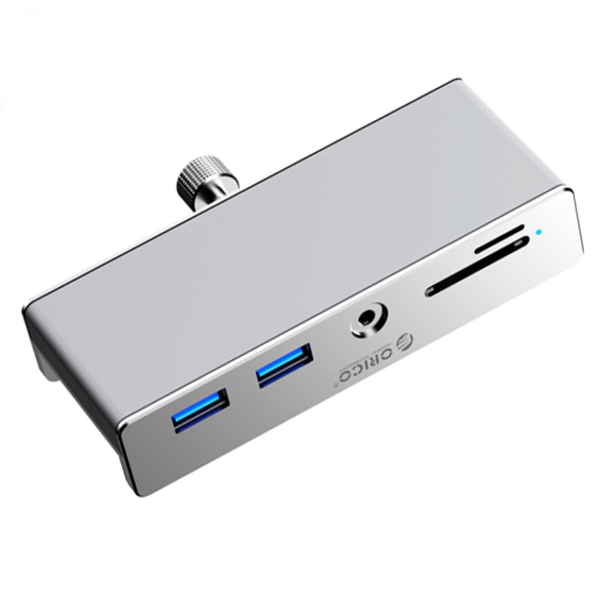 ORICO MH5PMM USB-Adapter USB-C zu USB-A, USB-C, SD, TF, 3,5 mm Klinke, Klemmhalterung mit 6in1 Anschlüssen für flexible Nutzung