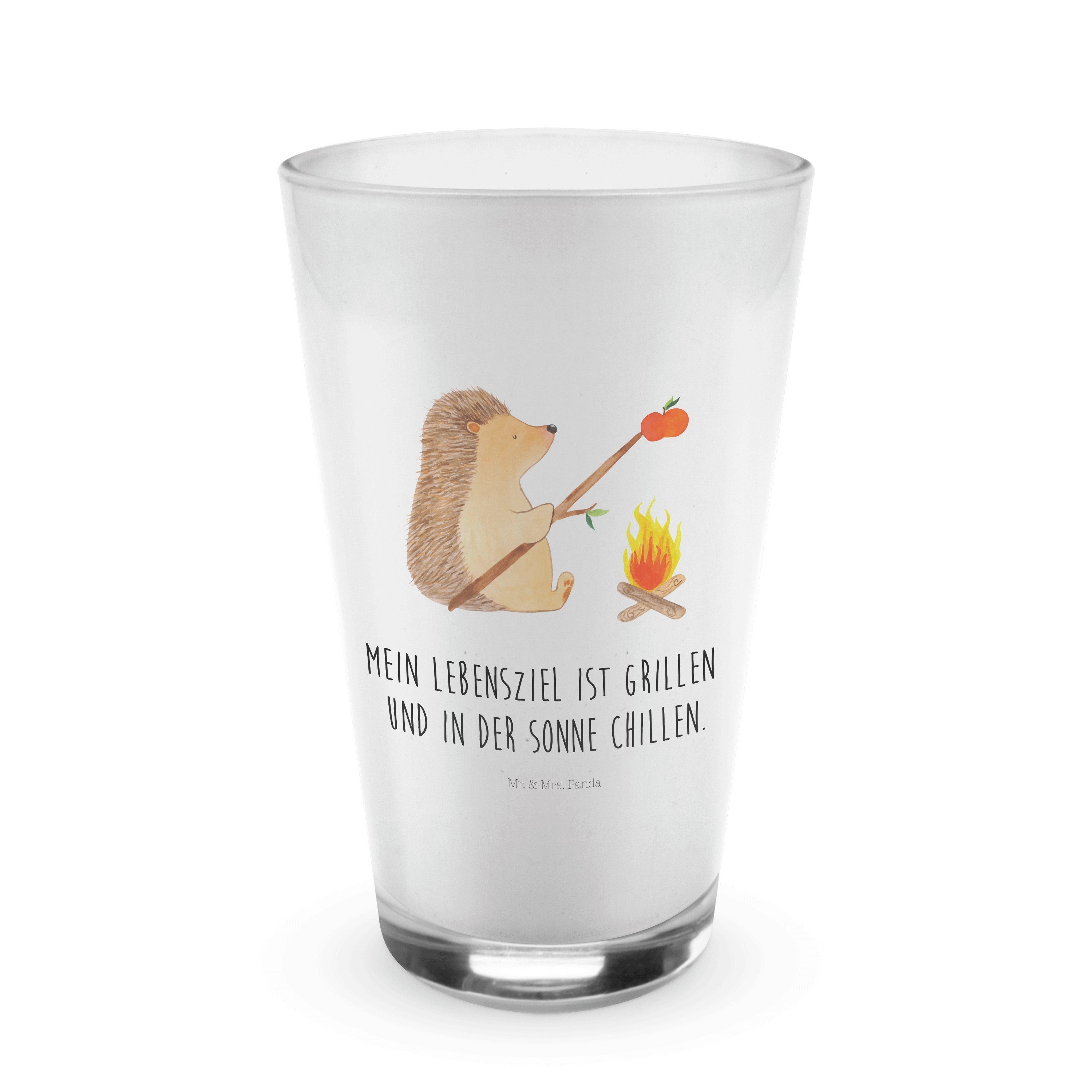 Glas Igel Grillen - Transparent - Geschenk, Spruch, Cappuccino Glas, Glas