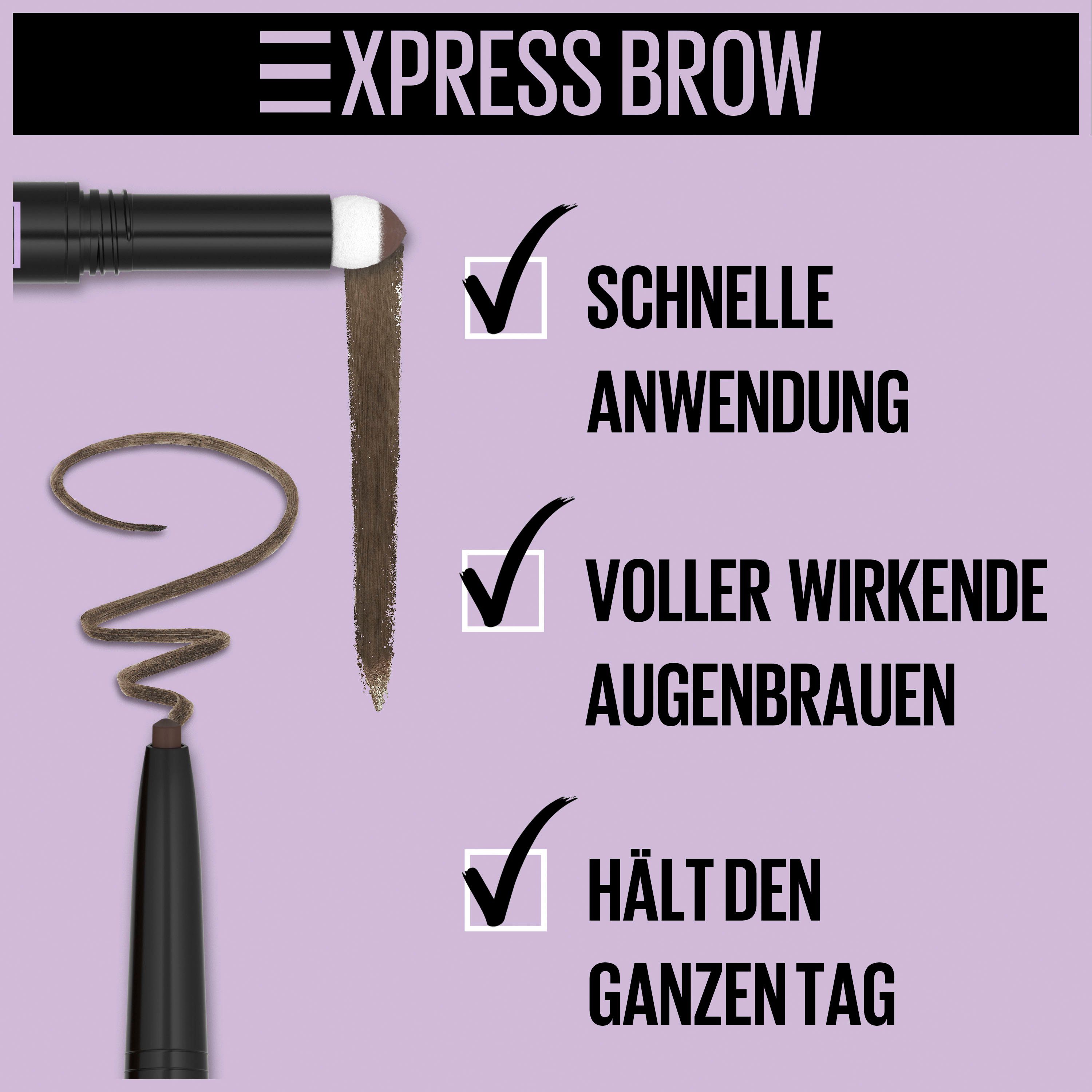 MAYBELLINE NEW YORK Augen-Make-Up, 05 Augenbrauen-Stift Duo, York Express Satin Brow Black Duo-Applikator Maybelline Brown New