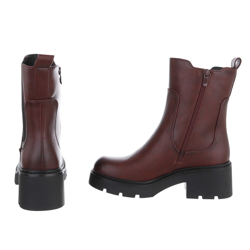 Ital-Design Damen Chelsea Boots mit Profilsohle und Blockabsatz Plateaustiefelette (92422317) Blockabsatz Stiefeletten in Weinrot – Bild 5 von 5