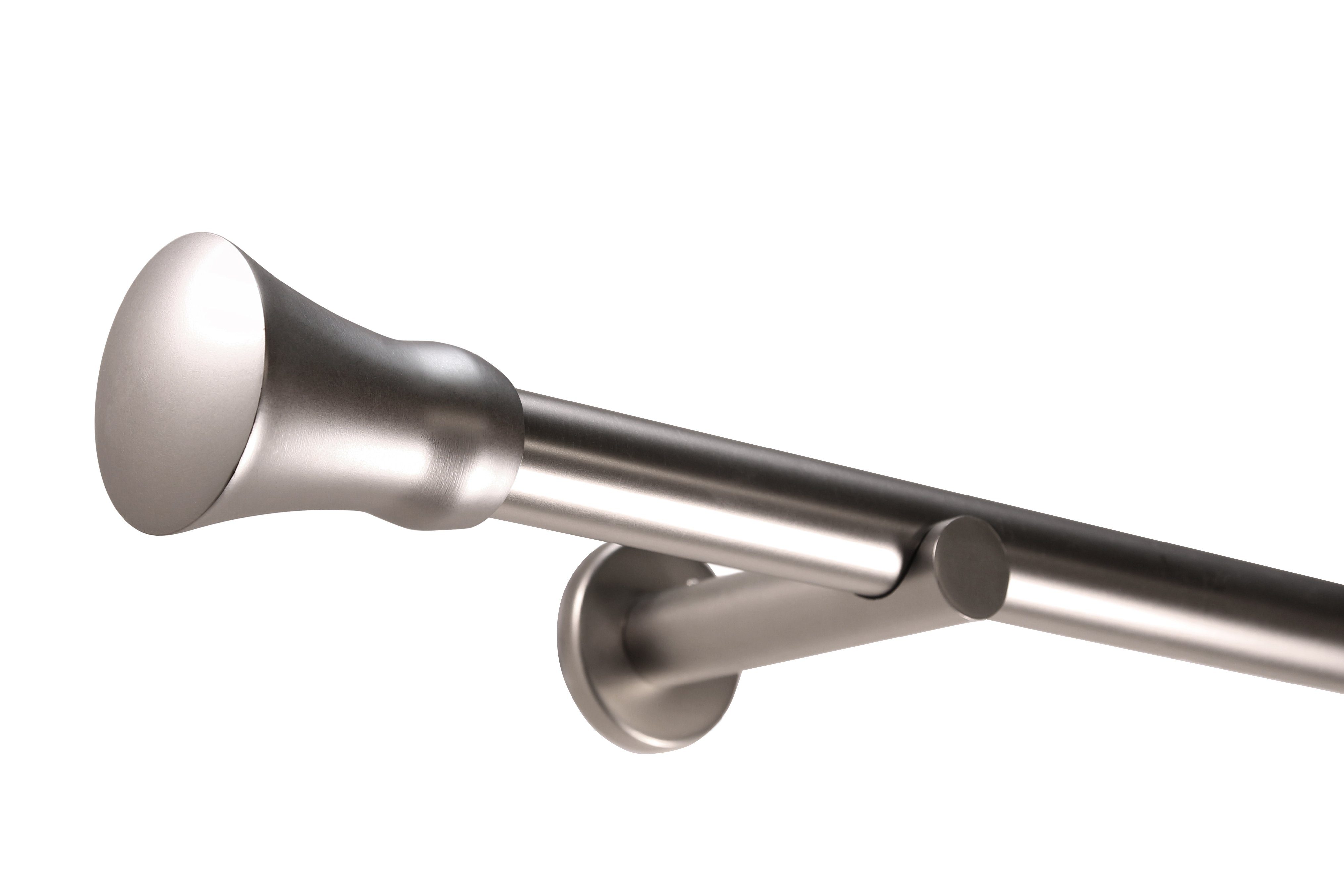 Deco-Raum Gardinenstange Kegel in Edelstahl-optik, Ø 25 mm, 1-läufig, kürzbar, Wunschmaßlänge, Bohren, verschraubt, Metall, Komplett-Set mit Montagematerial