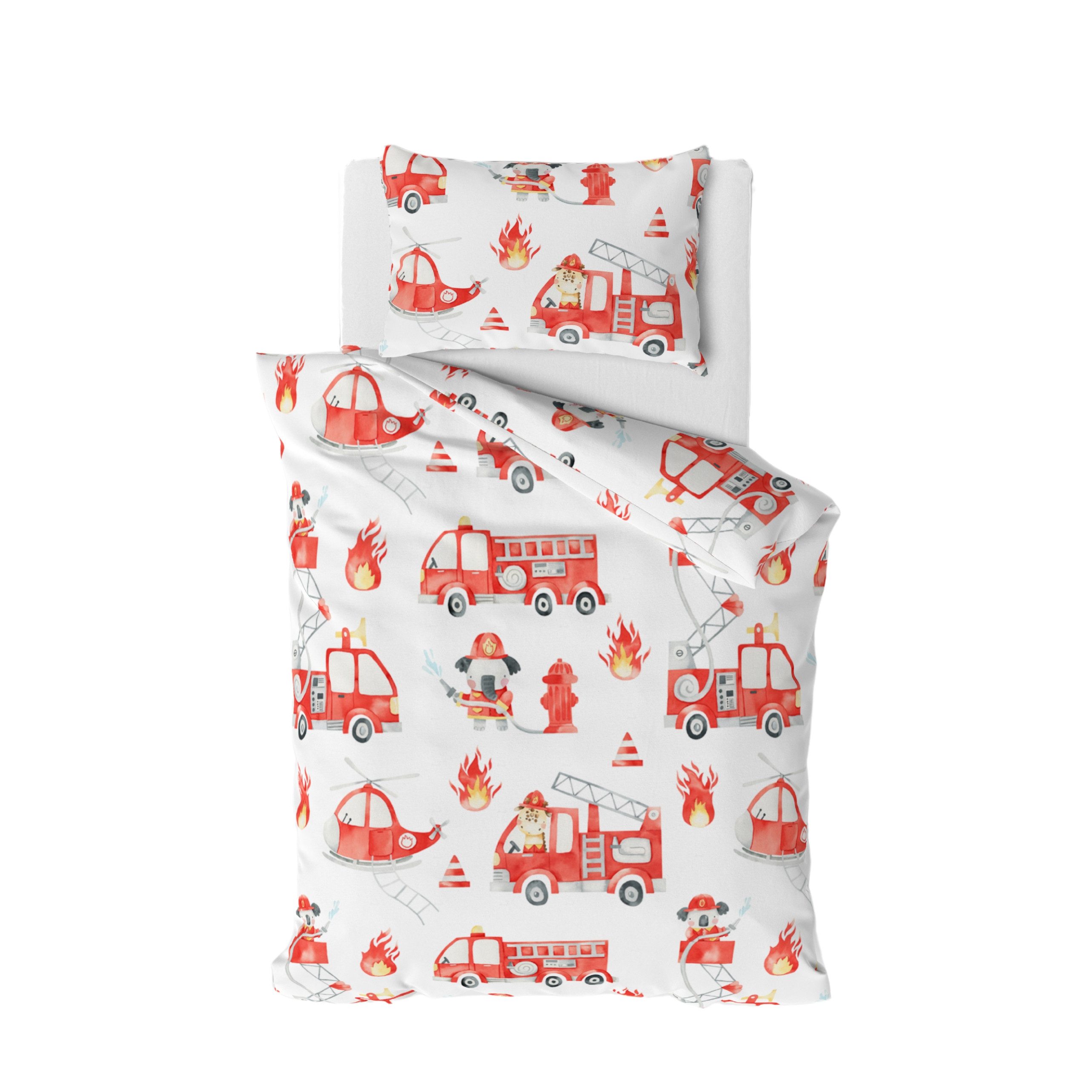 MTOnlinehandel Babybettwäsche Little Hero • 100x135 + 40x60 cm • Feuerwehr, günstig online kaufen