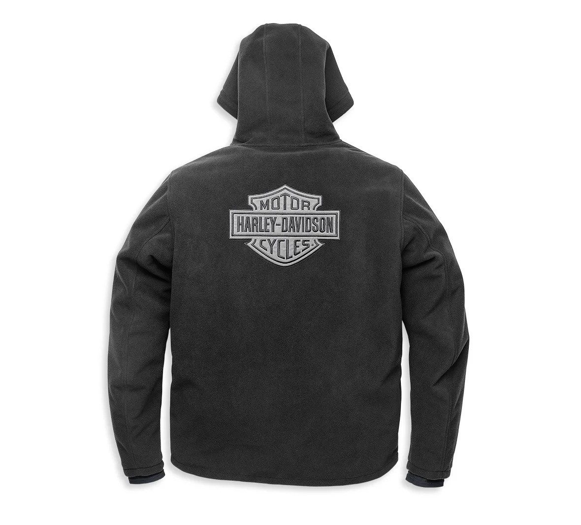 HARLEY-DAVIDSON Fleecejacke Herren Roadway II wasserdichte Kapuzen Fleece-Jacke Outdoor Hoodie Verstellbare Taille & Kapuze. Gummierter Mediaport.