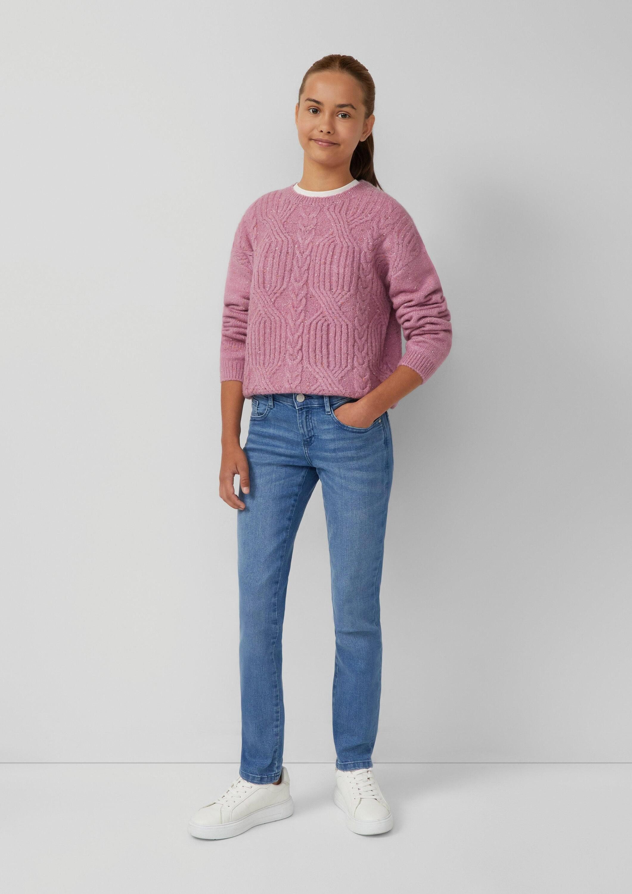 s.Oliver Longpullover Strickpullover Kurzer Strickpullover im Loose Fit mit Zopfmuster