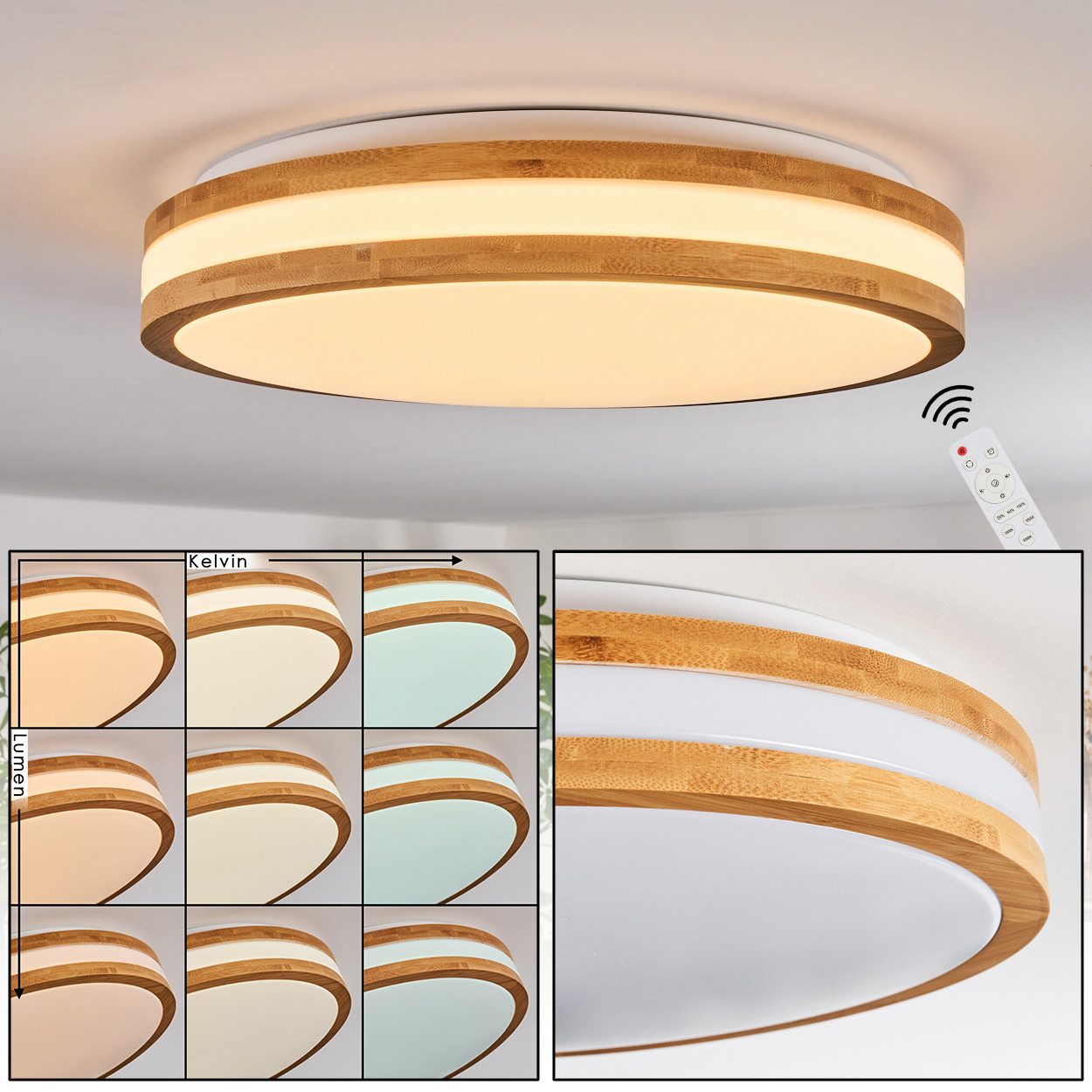 hofstein Deckenleuchte dimmbare Deckenlampe a. Metall/Holz/Kunststoff in We günstig online kaufen