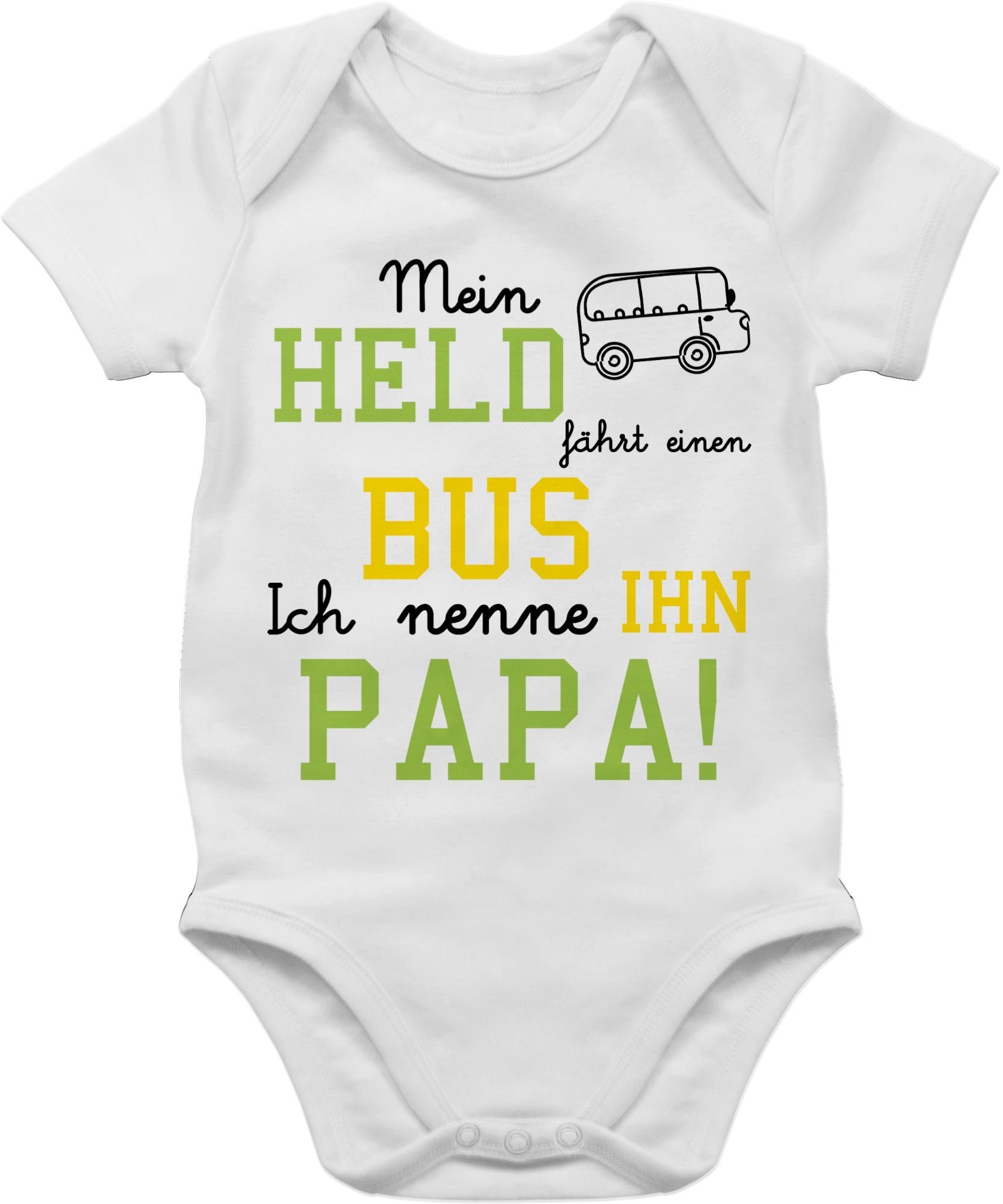 1 Bus Mein Held Shirtracer Sprüche Shirtbody fährt Baby Weiß