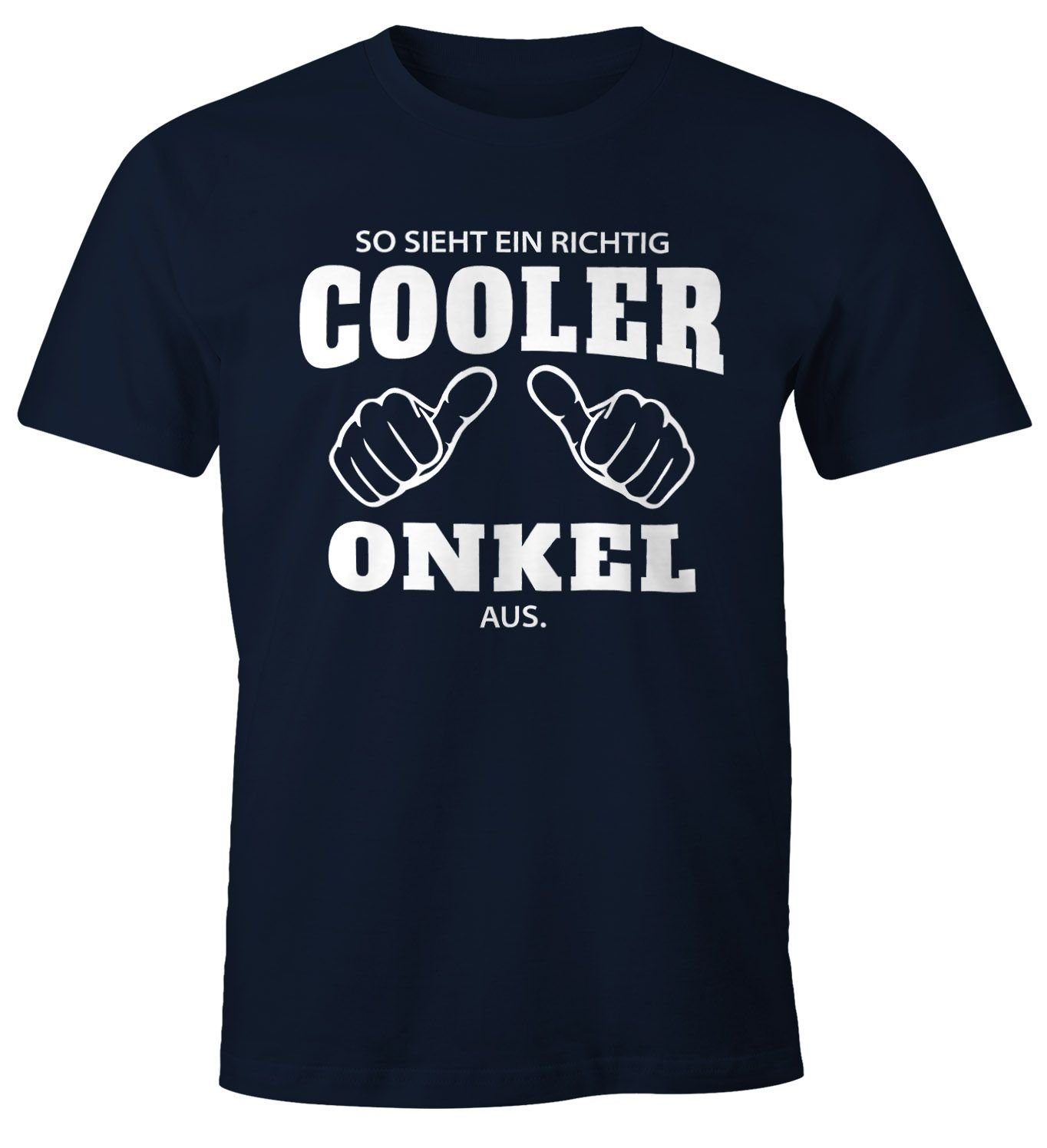 aus Onkel Print richtig sieht Moonworks® richtig navy ein So Fun-Shirt ein [object T-Shirt Herren cooler MoonWorks mit Object] Print-Shirt